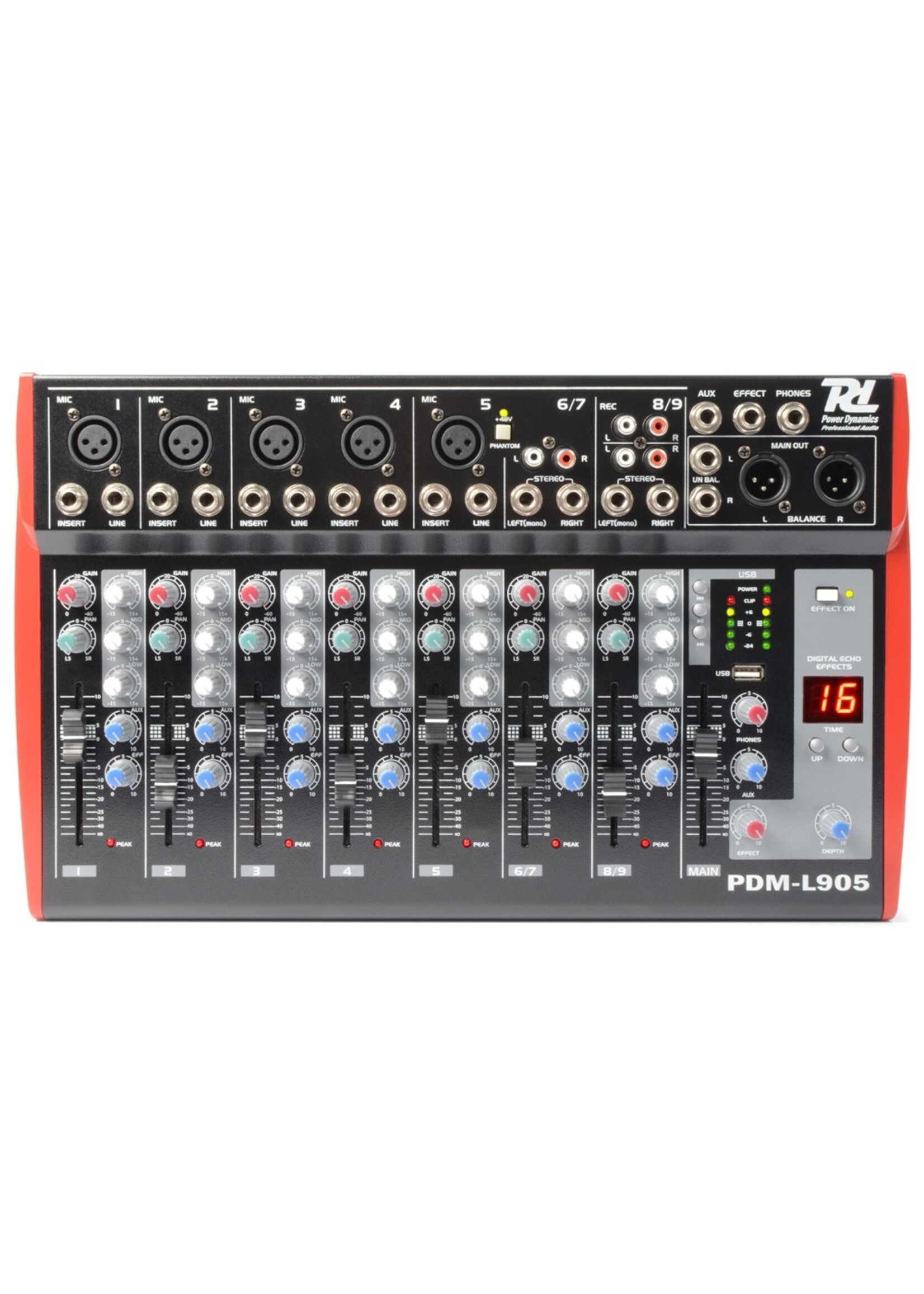 Power Dynamics Power Dynamics PDM-L905 Muziek Mixer 9-Kanaals MP3/ECHO
