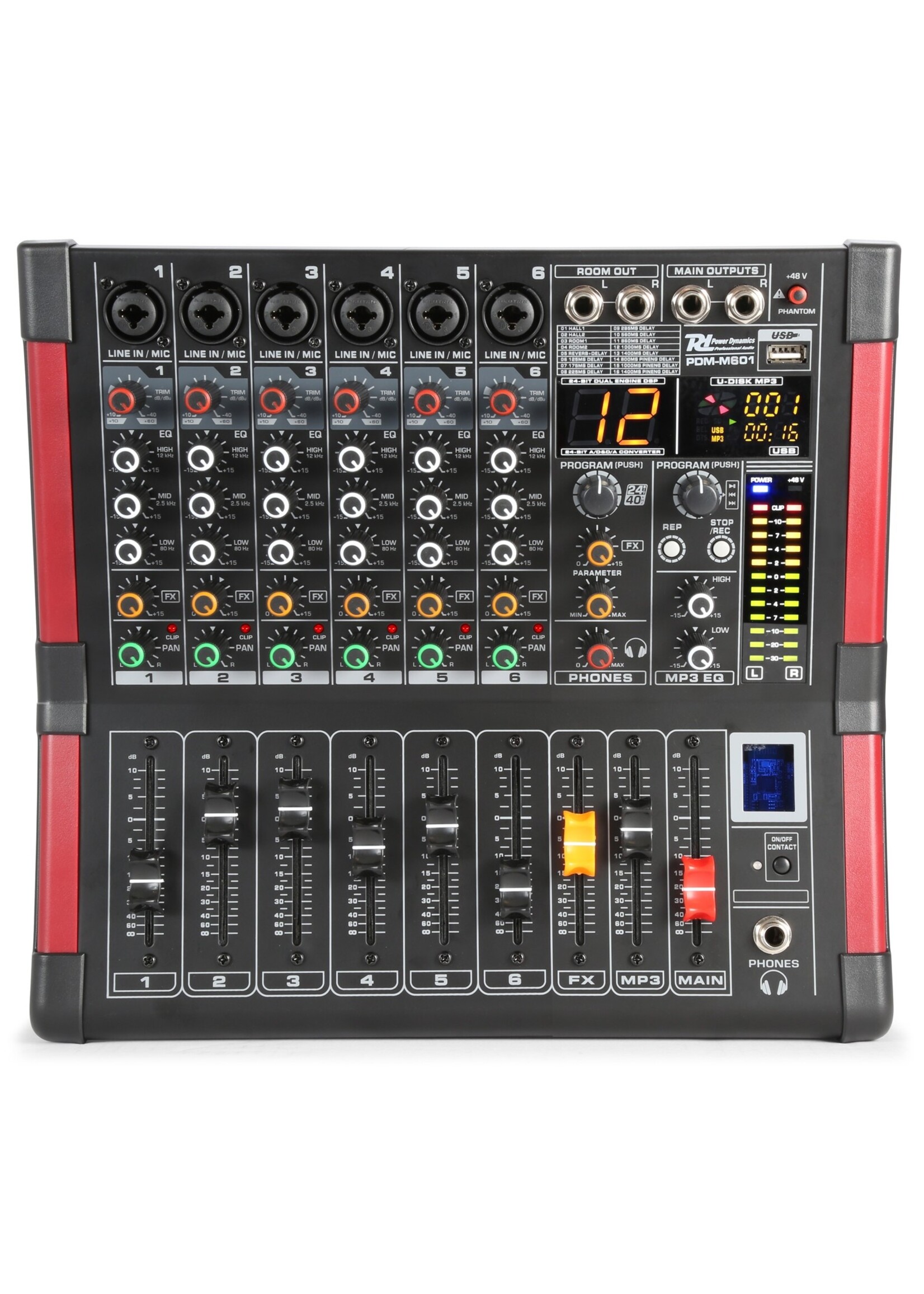 Power Dynamics Power Dynamics 6-Kanalen  studiomixer / PDM-M604