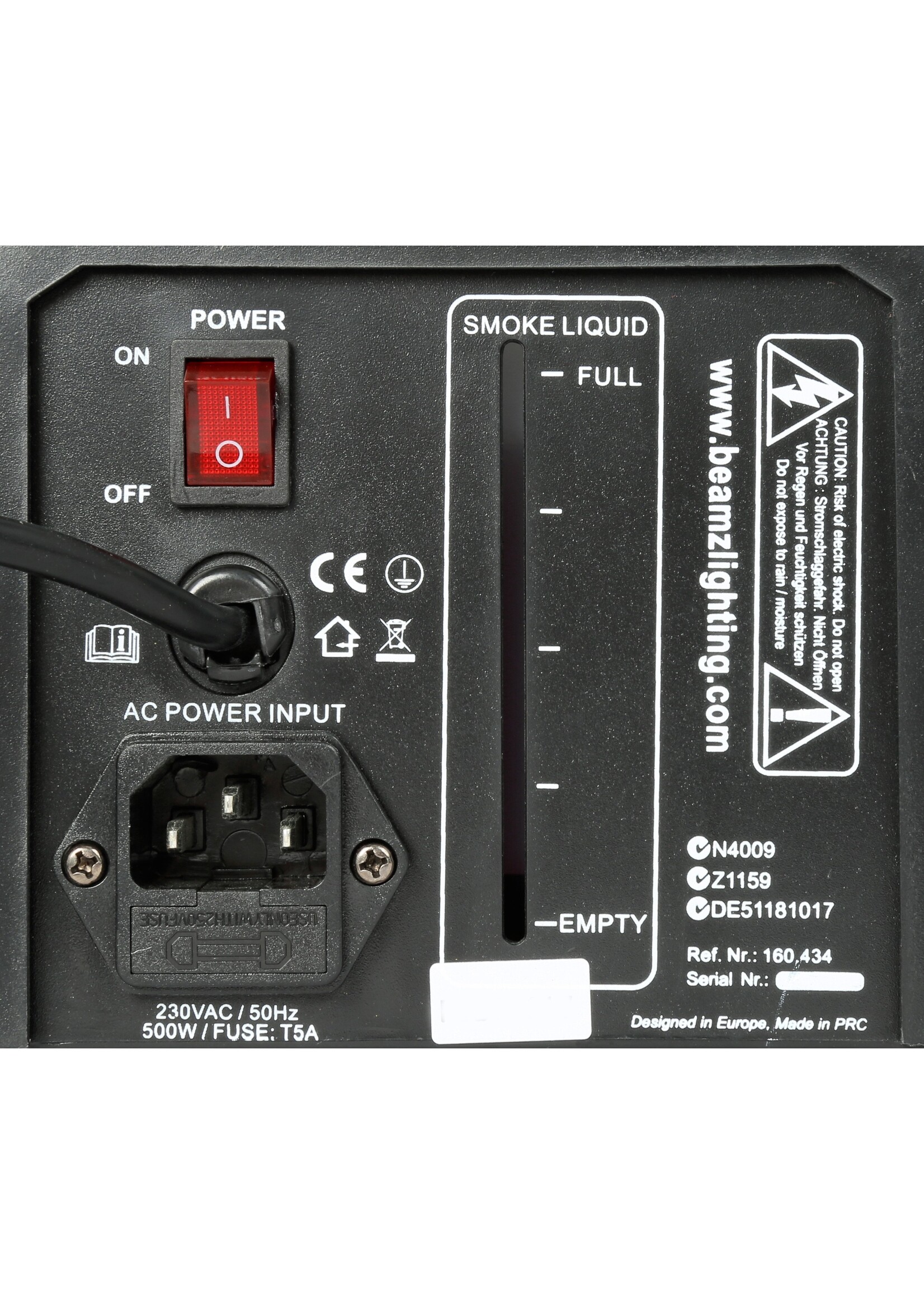 Beamz Beamz S500 Kunststof Rookmachine inclusief rookvloeistof