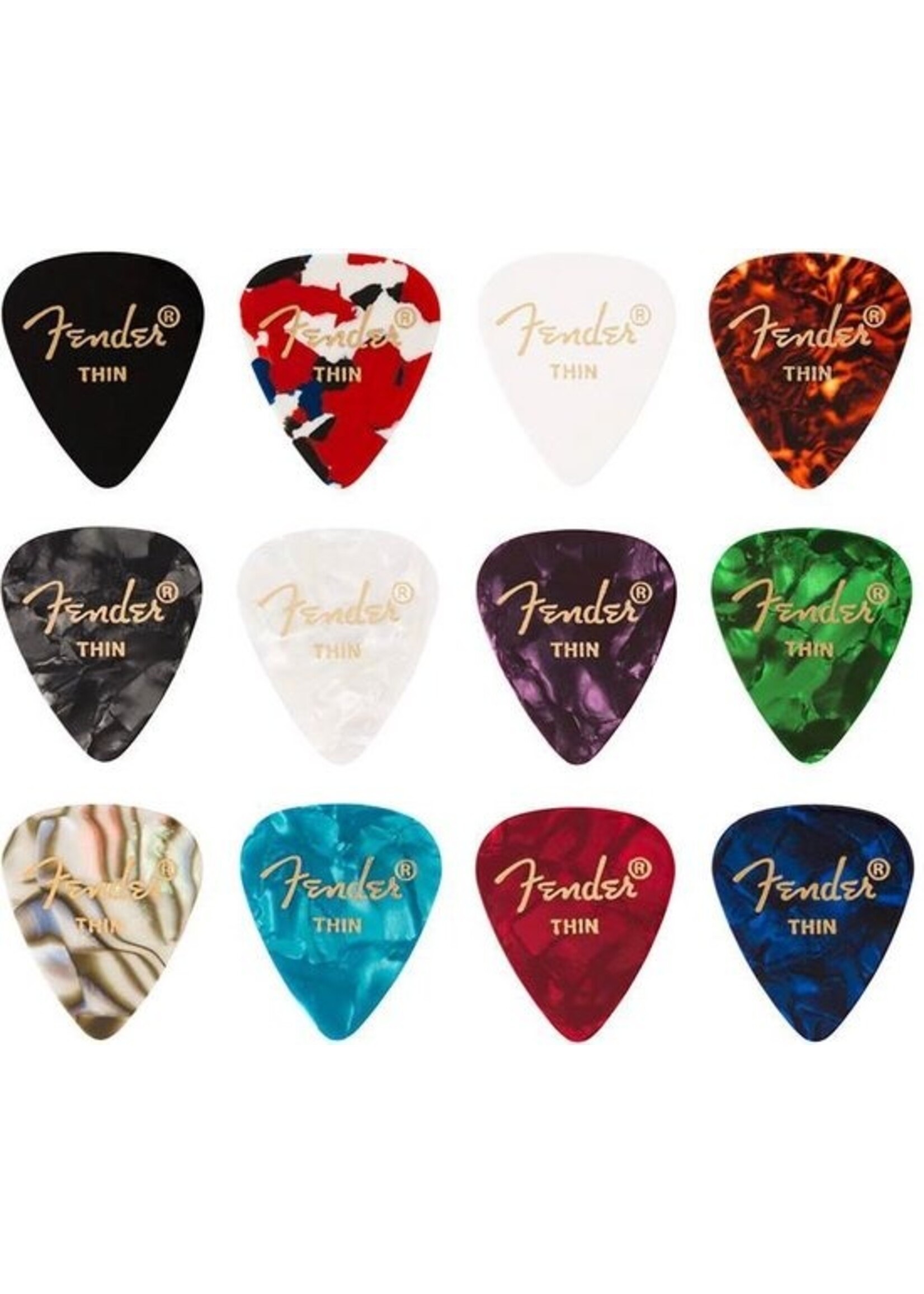 Fender Fender plectrums Celluloid Medley plectrum 12 stuks