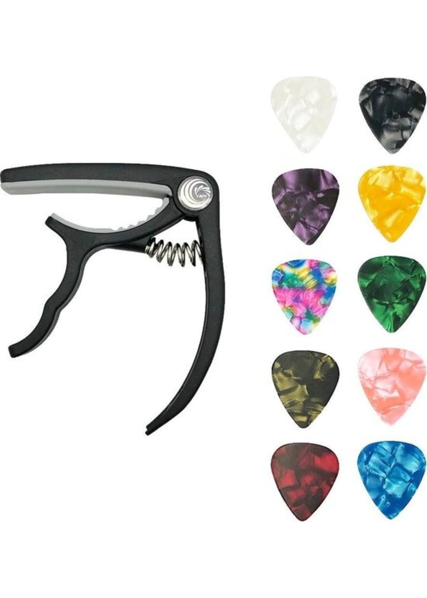 Specter Gitaarklem Capo Snaren - Gitaar - Muziek - Instrument - Akoestisch - Elektrisch - Zwart - 10 stuks Gitaar Picks