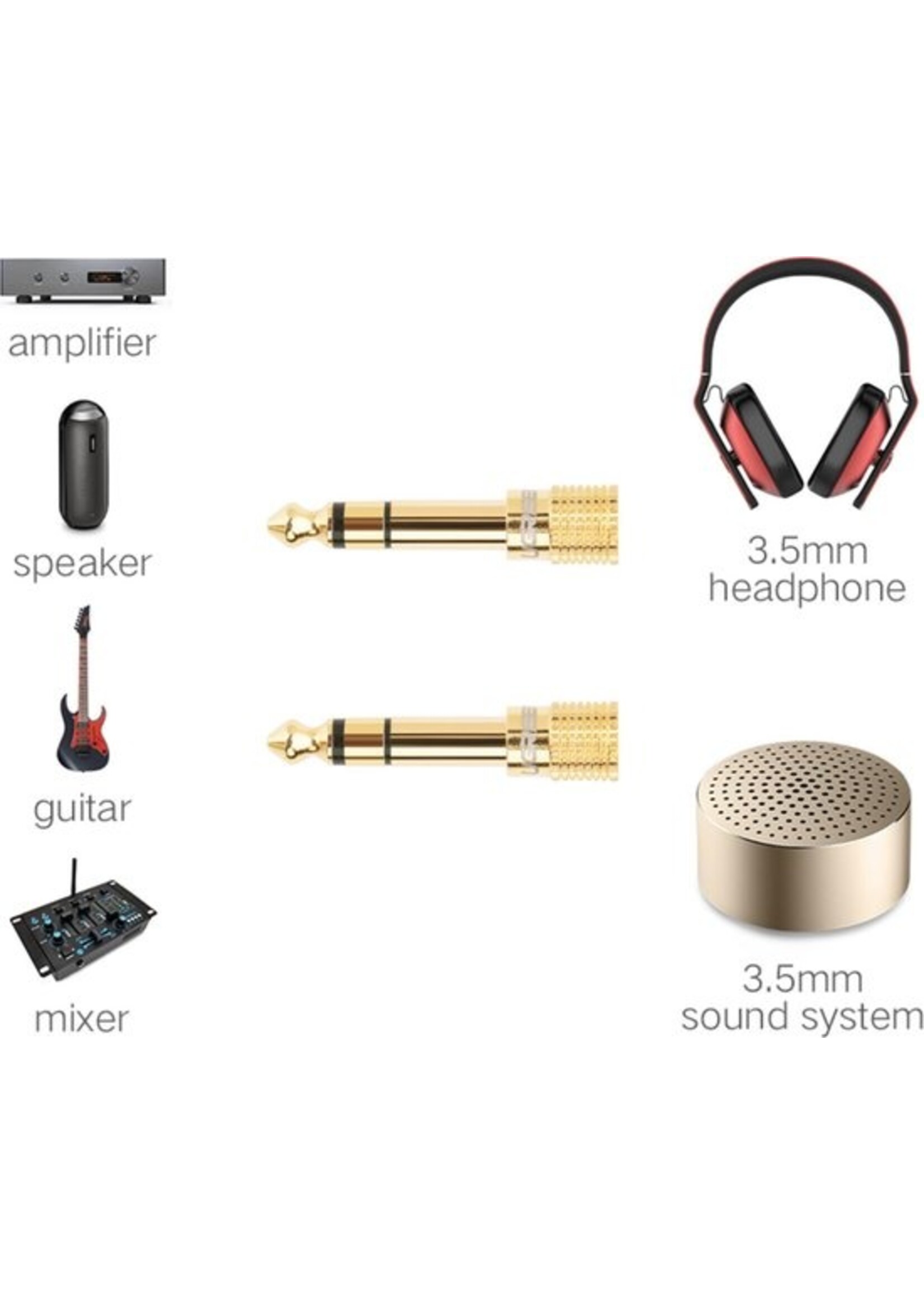 boston Audio plug - 2 stuks - 6,3mm naar 3,5mm - Verguld