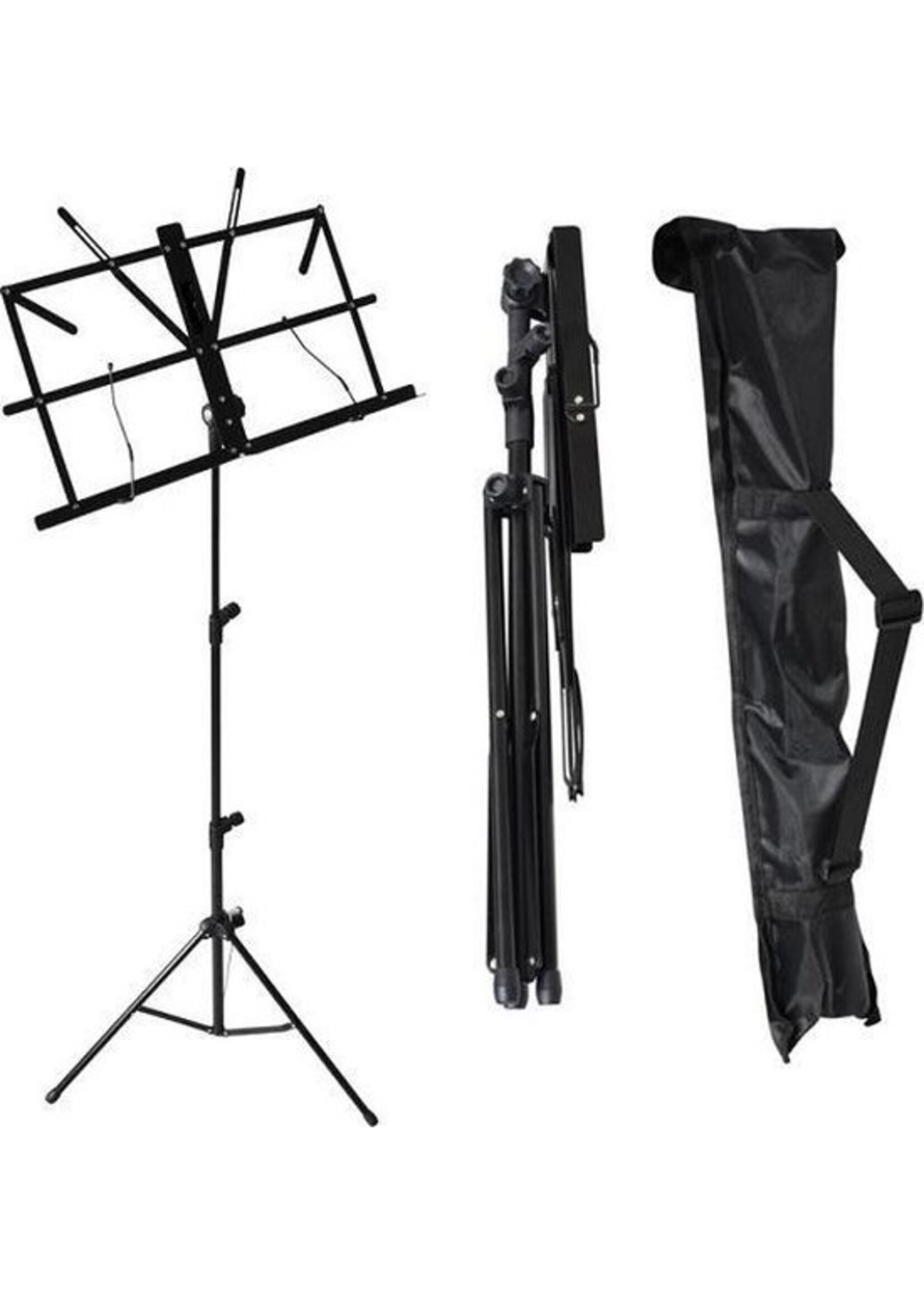 boston Muziekstandaard Met Tas - Opvouwbaar - Opklapbare Bladmuziek Lessenaar Houder Statief - Muziek Staander Hoog - Zwart