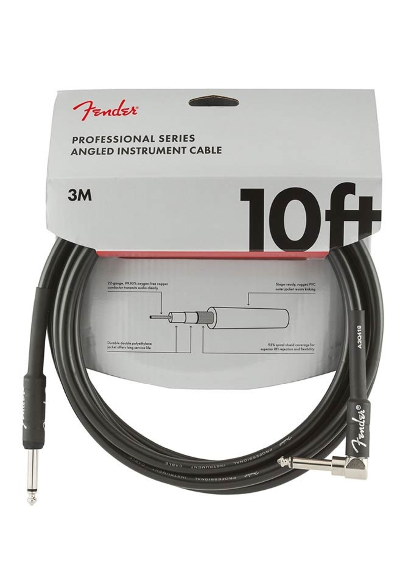 Fender Fender Professional Series Gitaar Kabel 3m haakse plug