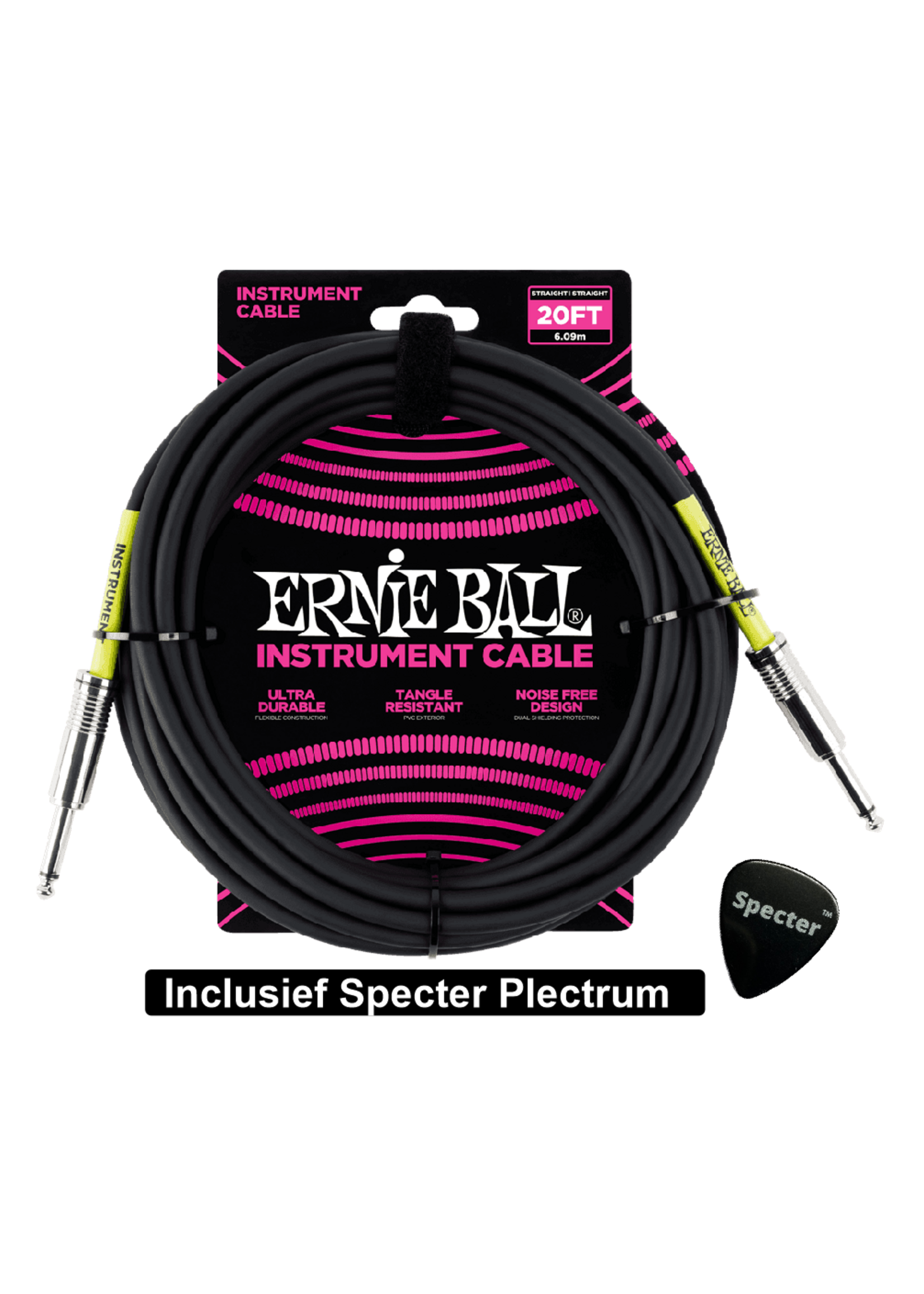 Ernie Ball Ernie Ball Gitaarkabel 6 Meter Met Specter Plectrum | Gitaarkabel | Instrumentkabel