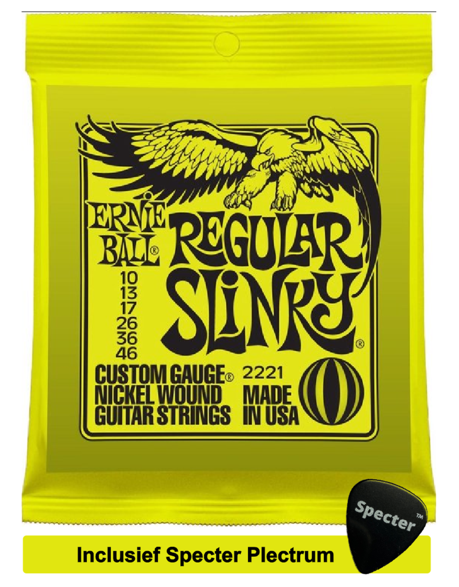 Ernie Ball Ernie Ball 2221 - Gitaar Snaren - Maat 0.10 Met Specter Plectrum