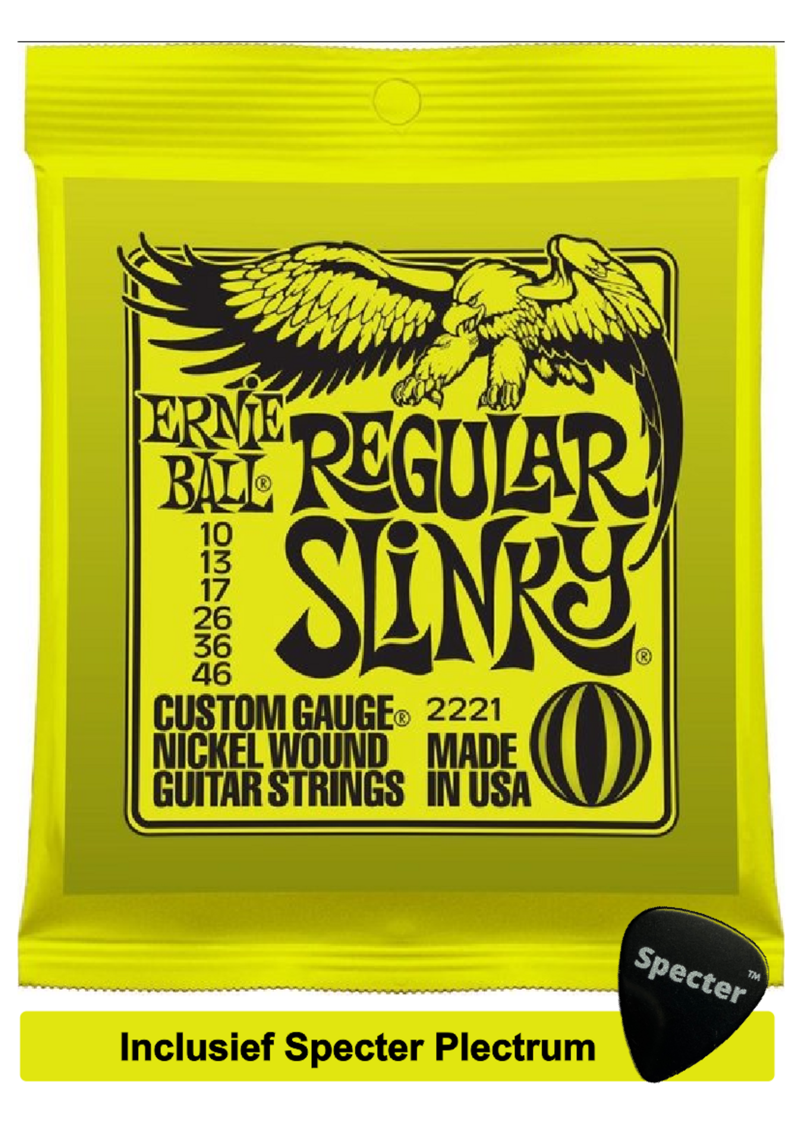 Ernie Ball Ernie Ball 2221 - Gitaar Snaren - Maat 0.10 Met Specter Plectrum