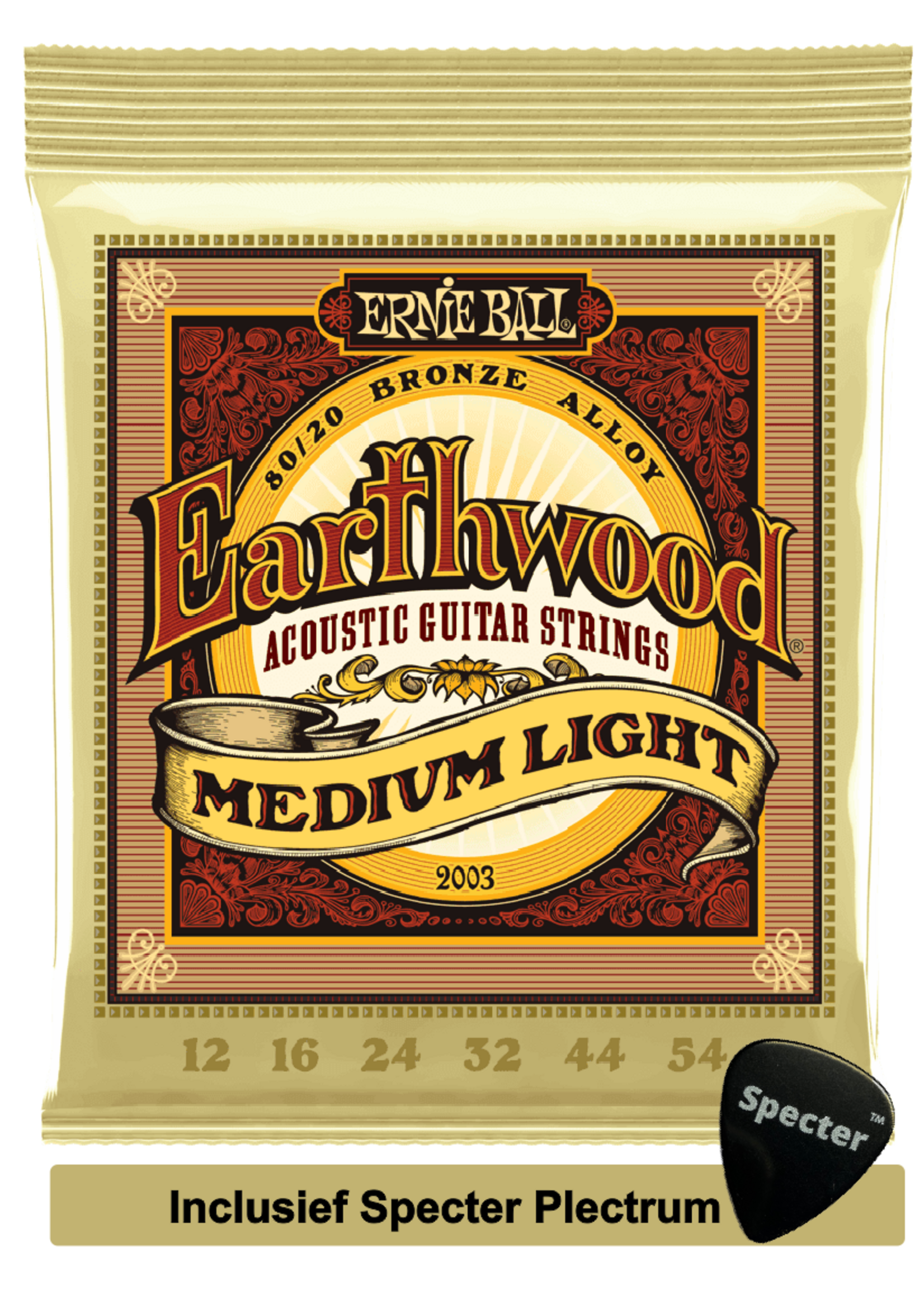 Ernie Ball Ernie Ball P02003 Gitaar Staal Akoestisch 6 stuk(s) Gitaarsnaren met Specter Plectrum