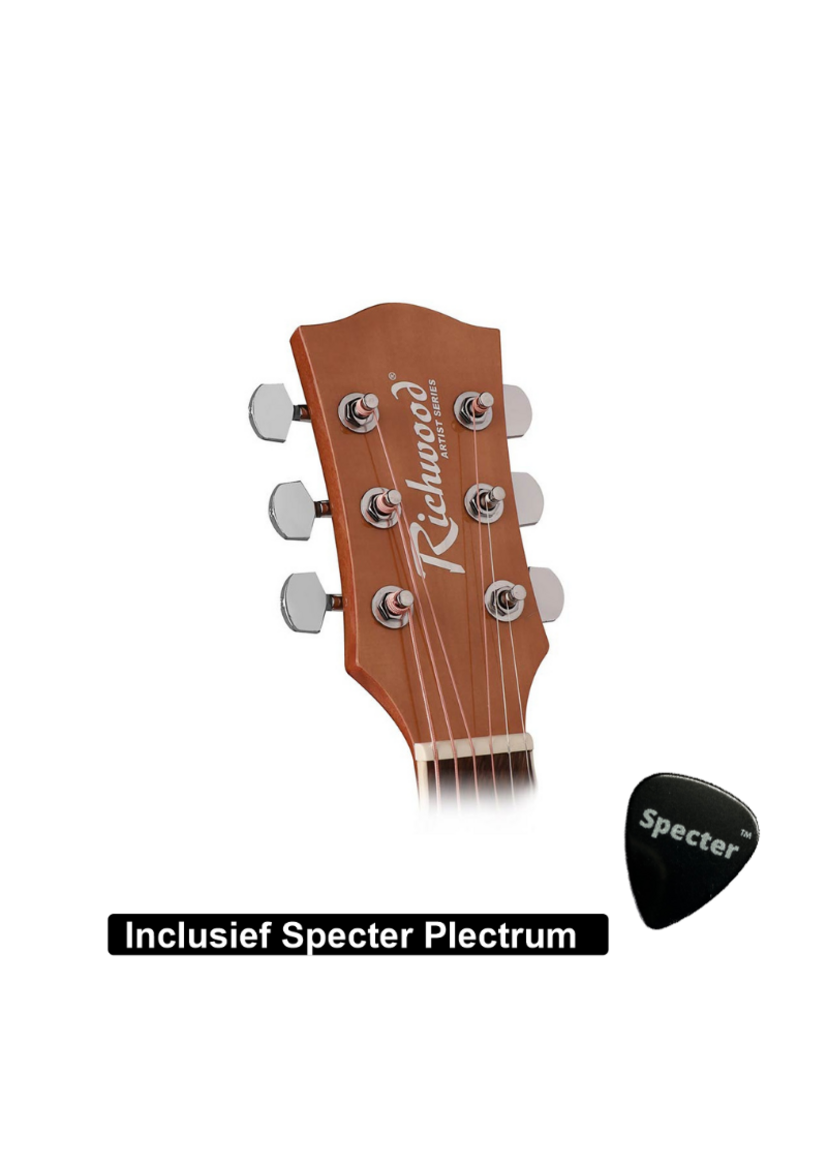Richwood  Semi Akoestische Elektrische Gitaar Artist Series met Plectrum | Ingebouwde Tuner / Stemapparaat | Gitaar | Akoestisch | Elektrisch |Gitaar met accessoires