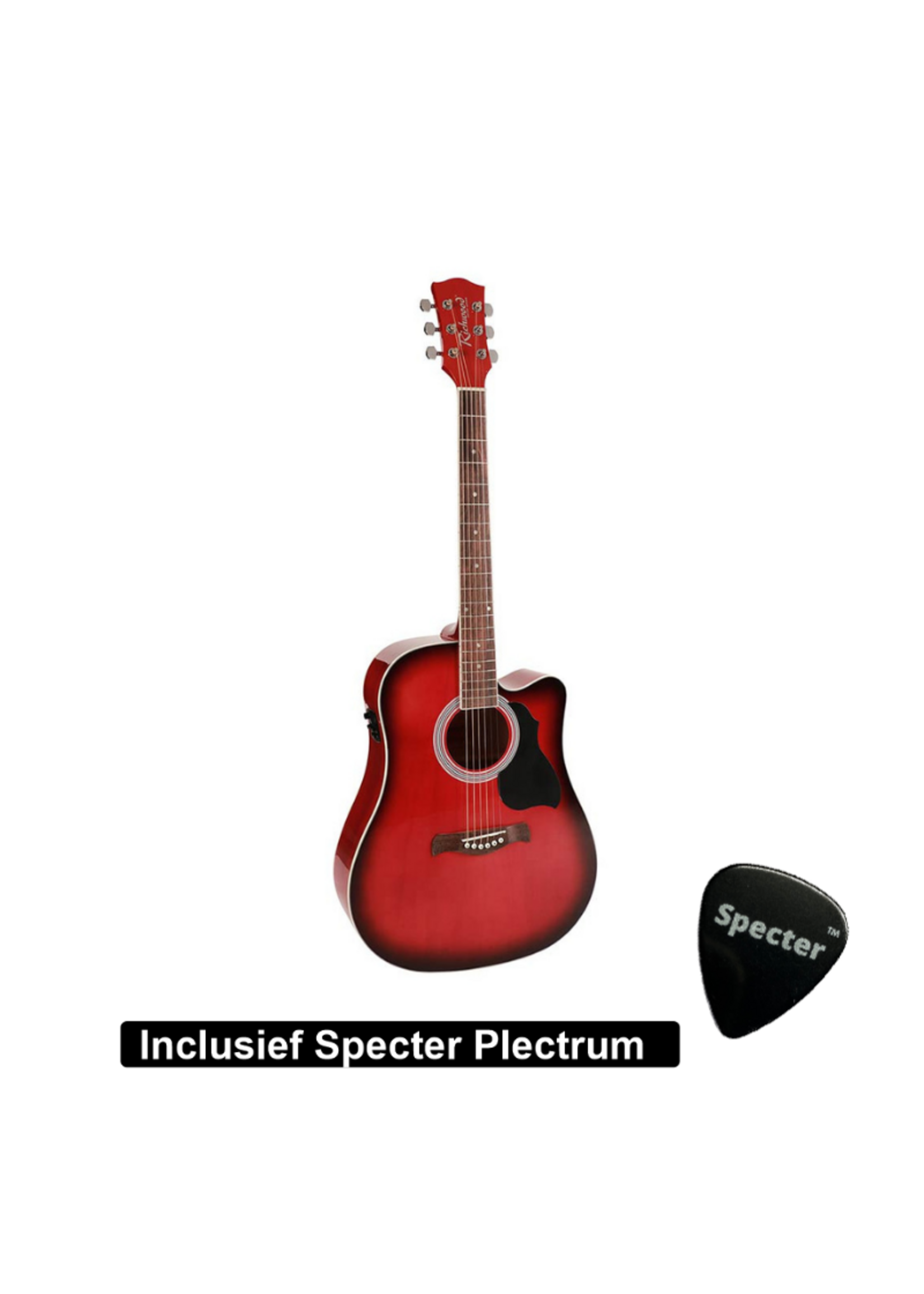 Richwood  Semi Akoestische Elektrische Gitaar Artist Series met Plectrum | Ingebouwde Tuner / Stemapparaat | Gitaar | Akoestisch | Elektrisch |Gitaar met accessoires