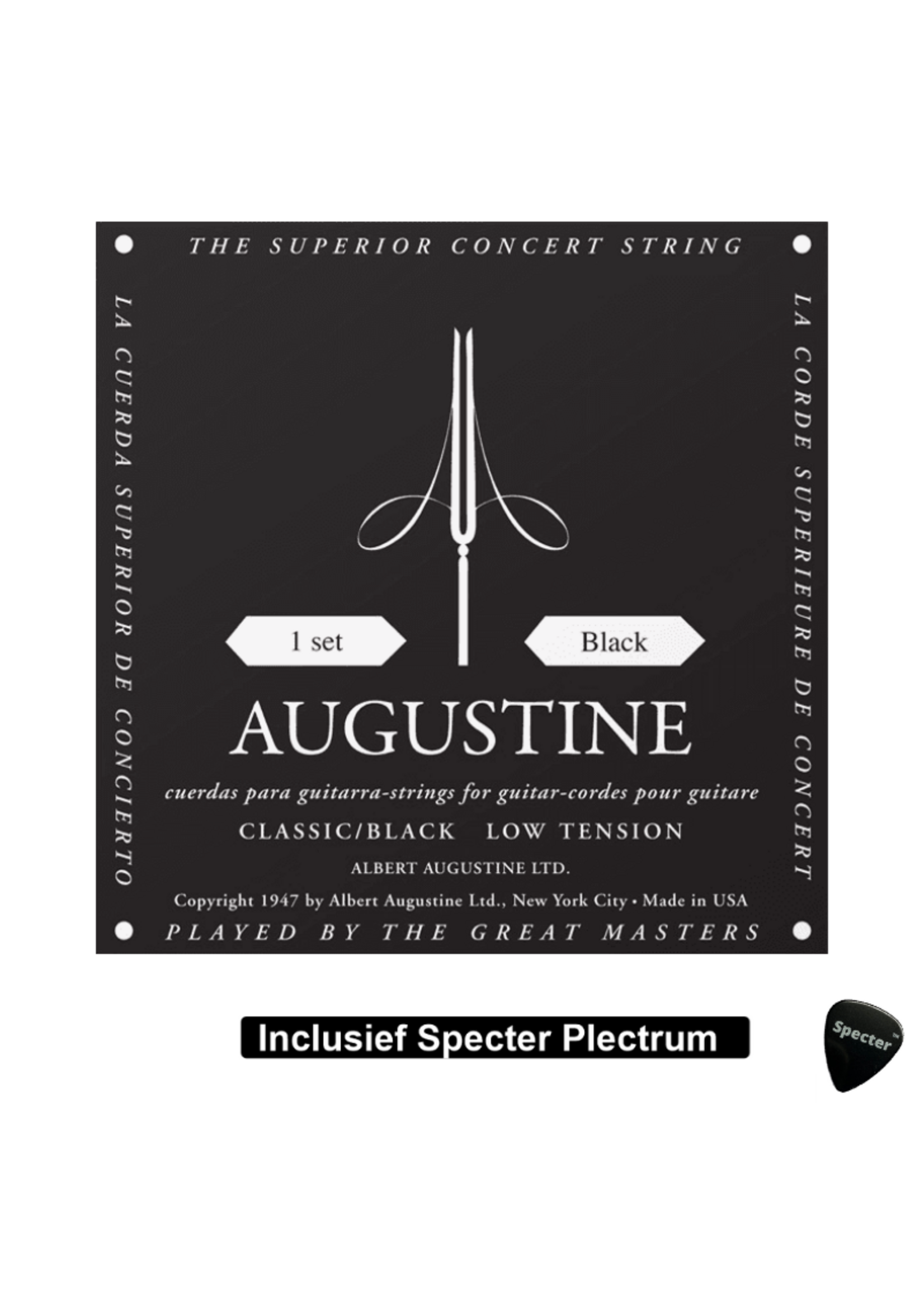 augustine Augustine - AU BLACK Snaren voor klassieke gitaar Met Plectrum | Snarenset | Klassieke gitaar