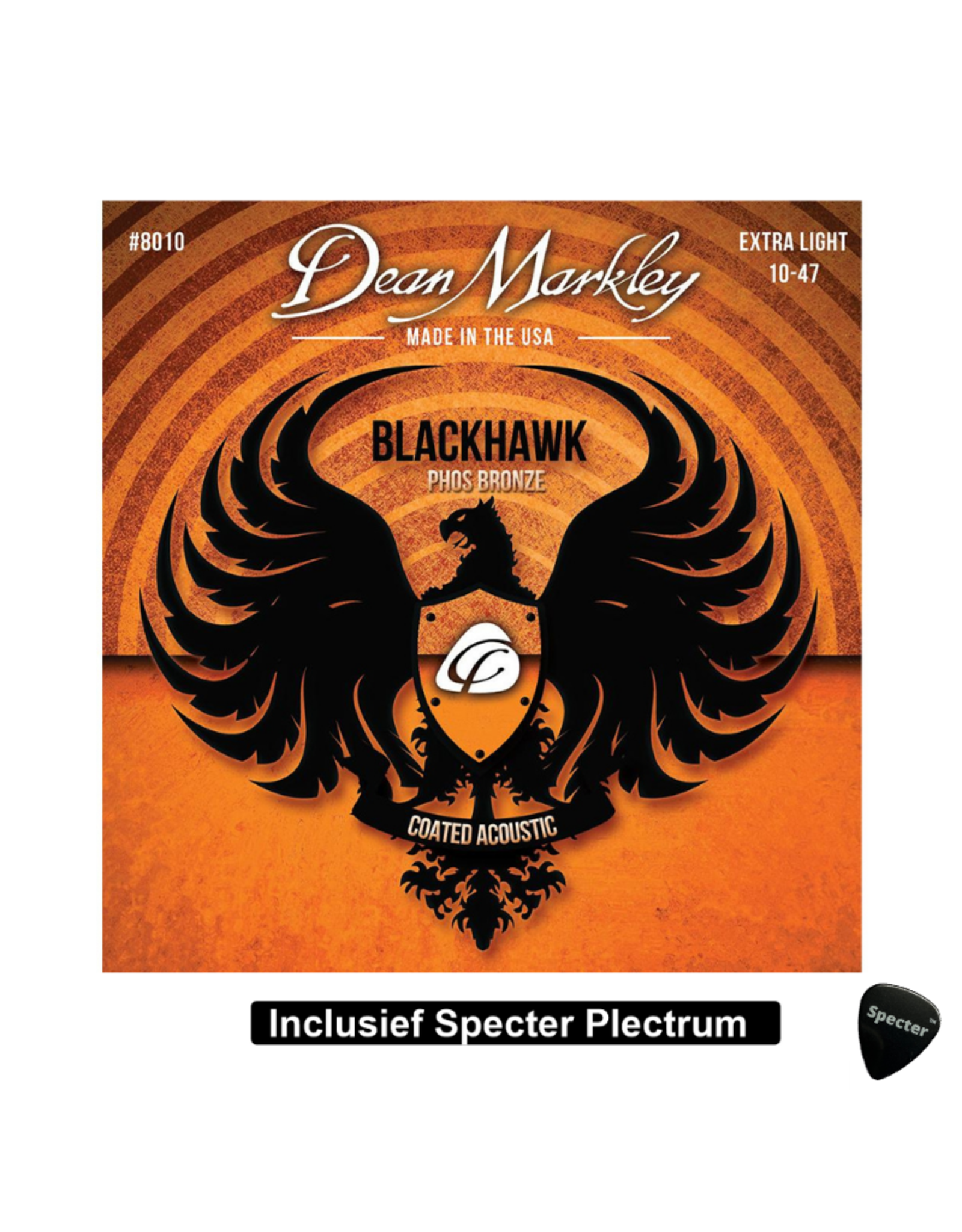 dean markley Dean Markley Blackhawk Akoestische gitaarsnaren Extra Light met Plectrum | Snarenset | Akoestisch