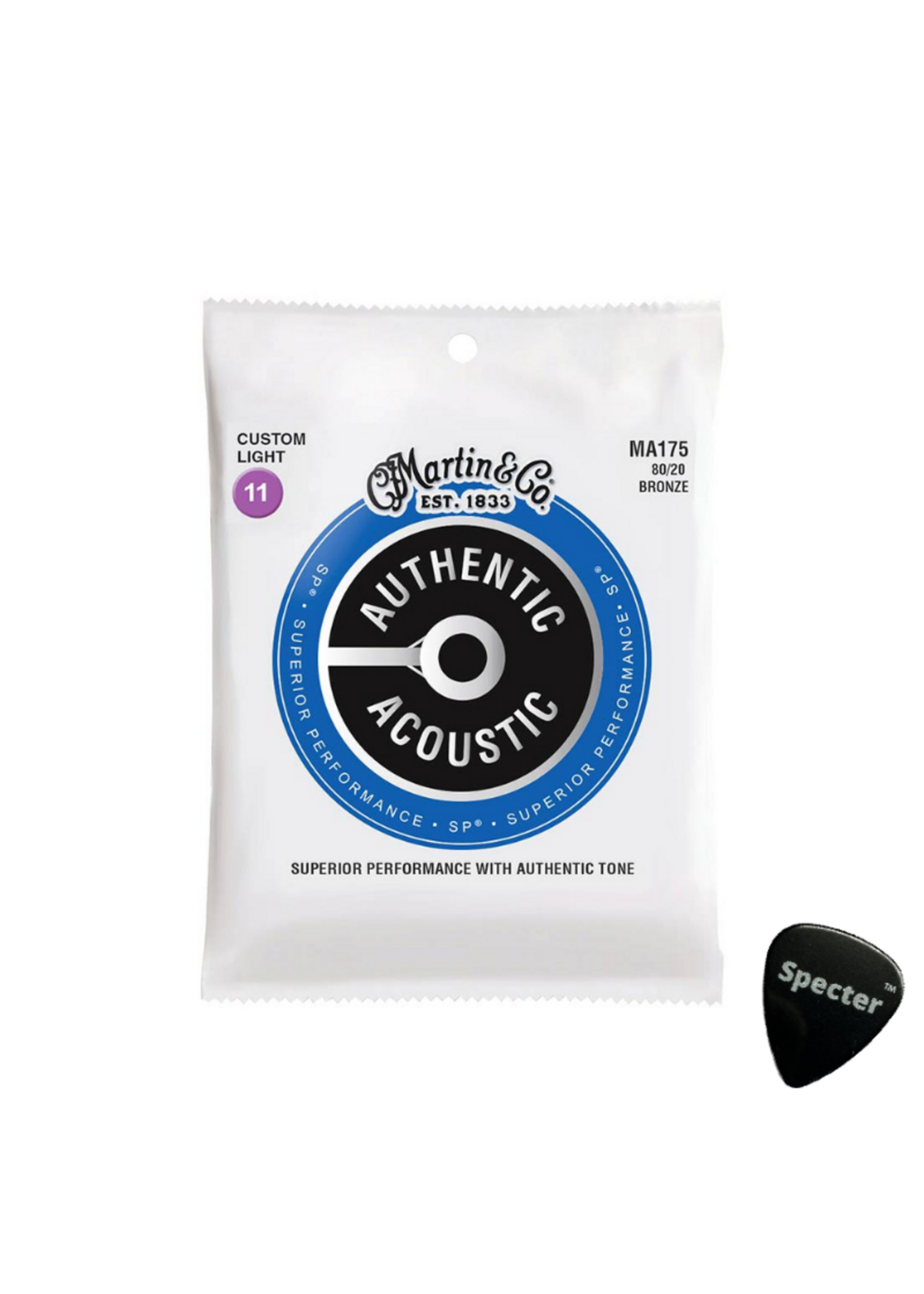 Specter MA175 |Martin Authentic Acoustic snarenset akoestisch met Specter Plectrum