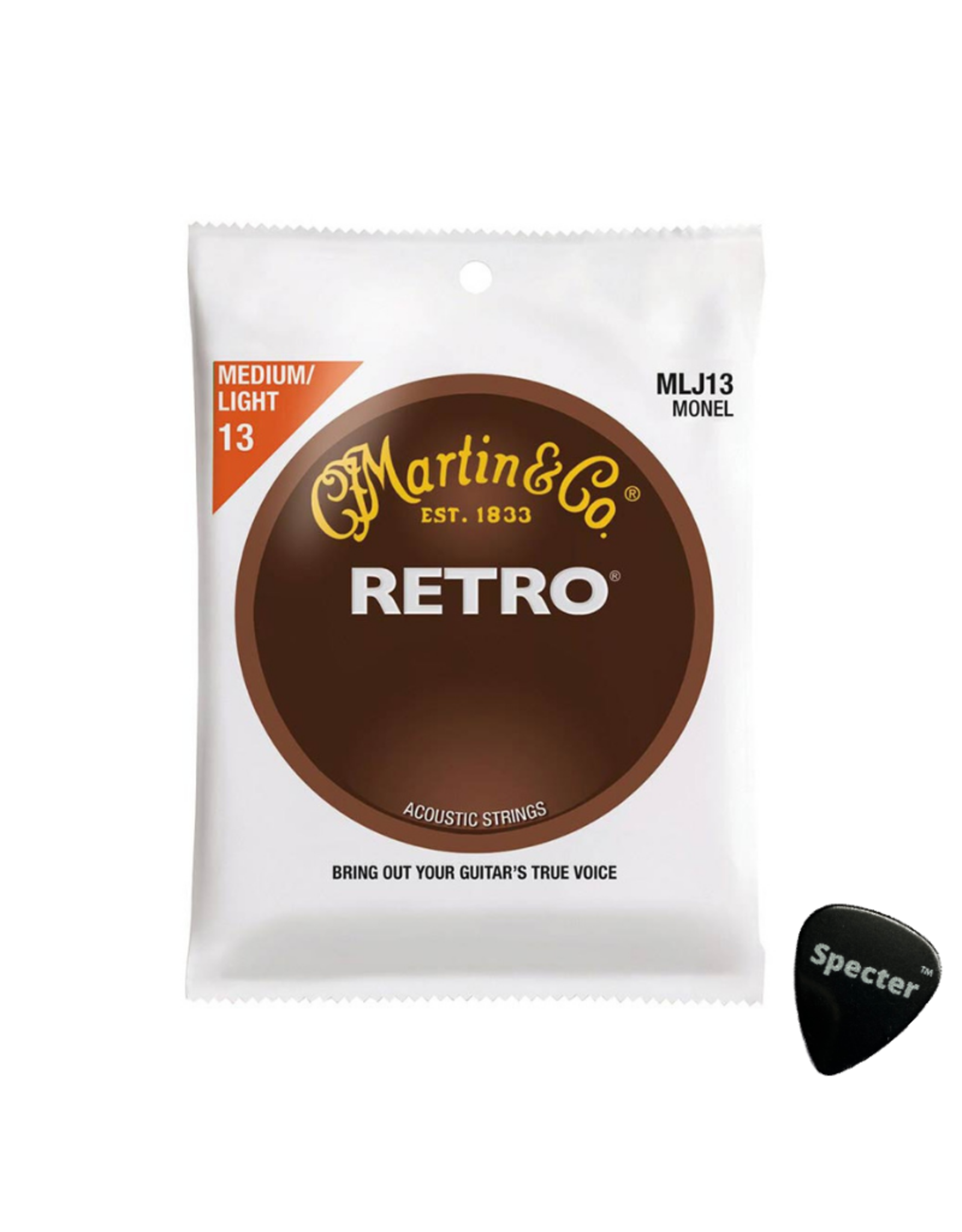 Martin & Co MLJ13 |Martin Retro Acoustic snarenset akoestisch Met Specter Plectrum