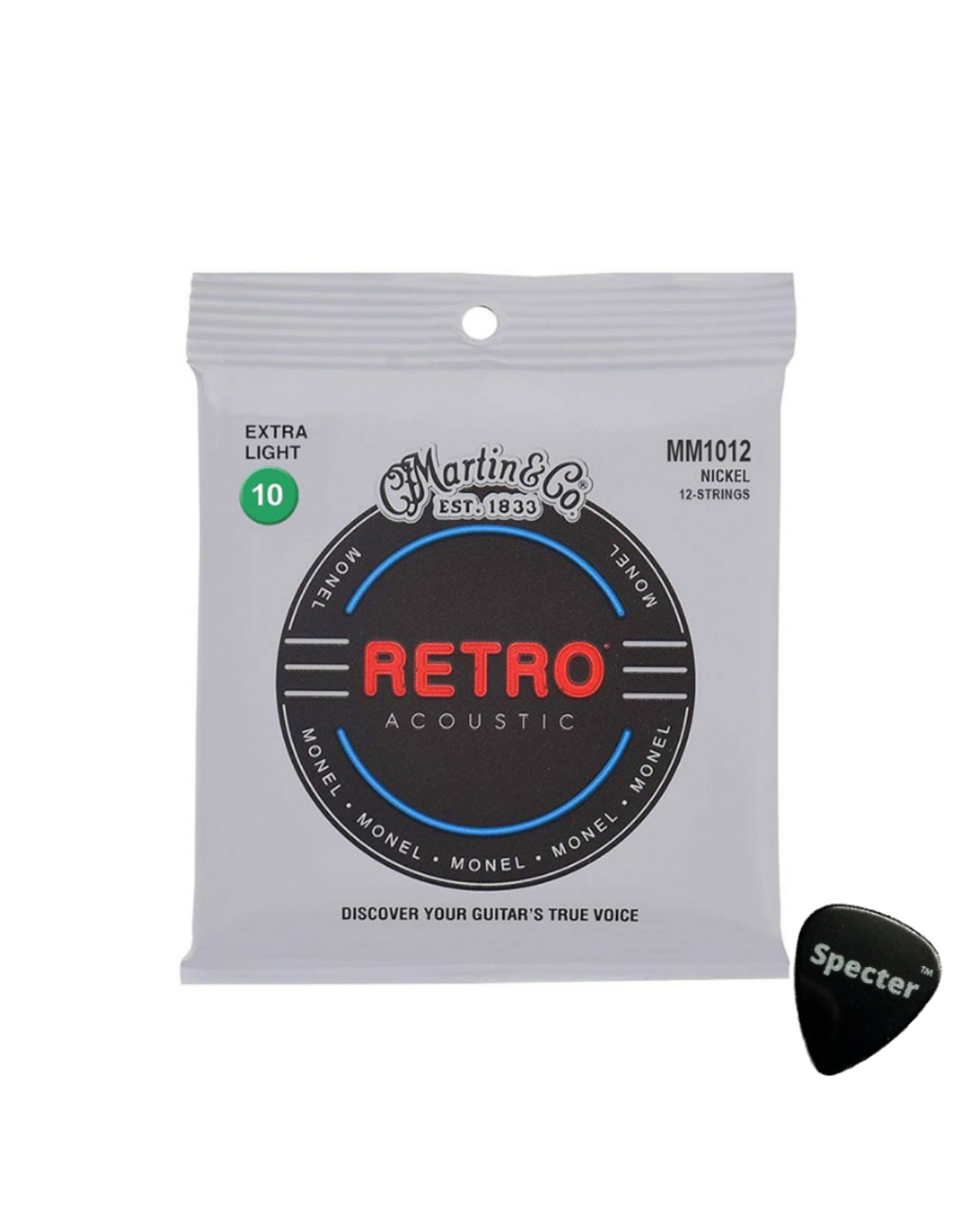 Martin & Co MM1012 |Martin Retro Acoustic snarenset akoestisch 12 Snarig Met Specter Plectrum
