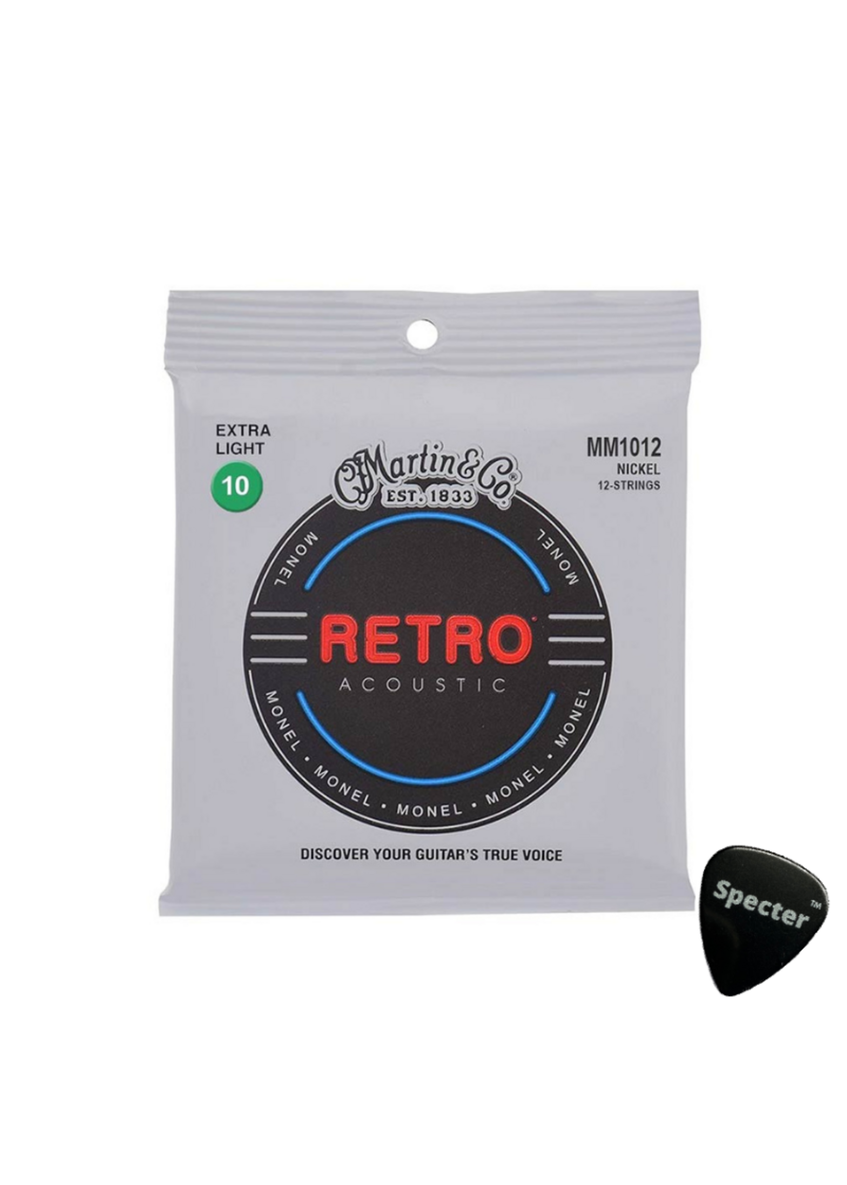 Martin & Co MM1012 |Martin Retro Acoustic snarenset akoestisch 12 Snarig Met Specter Plectrum