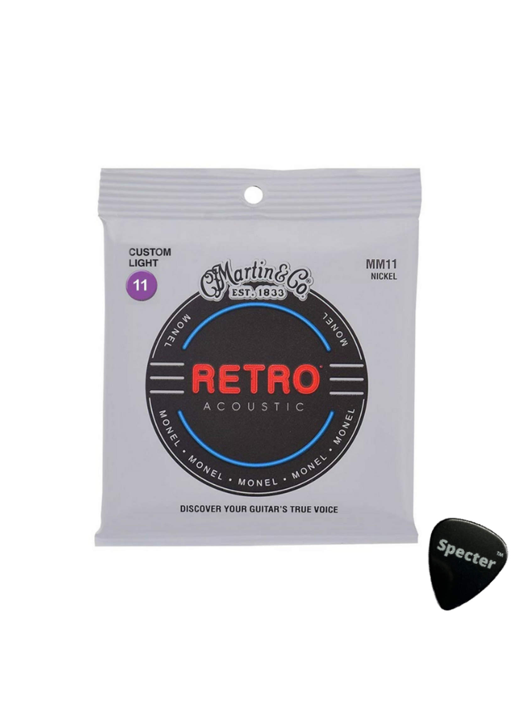 Martin & Co MM11 |Martin Retro Acoustic snarenset akoestisch Met Specter Plectrum