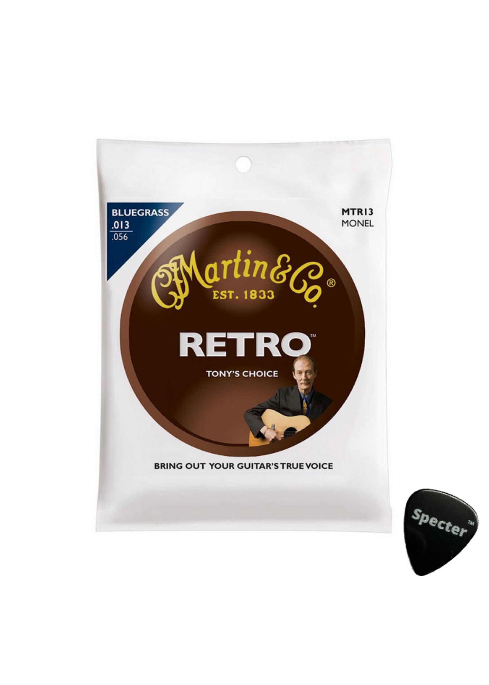 Martin & Co MTR13 |Martin Retro Acoustic snarenset akoestisch Tony Rice Signature met Specter Plectrum