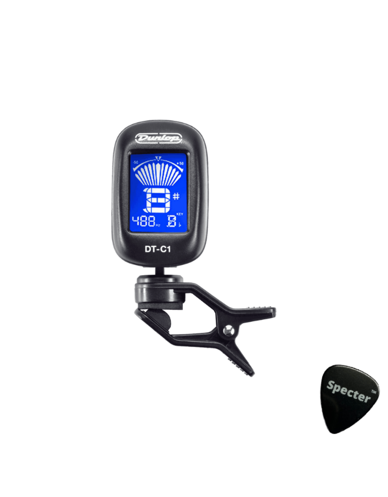 Dunlop Dunlop Professionele Chromatische Clip on Tuner Stemapparaat met Specter Gitaar Plectrum