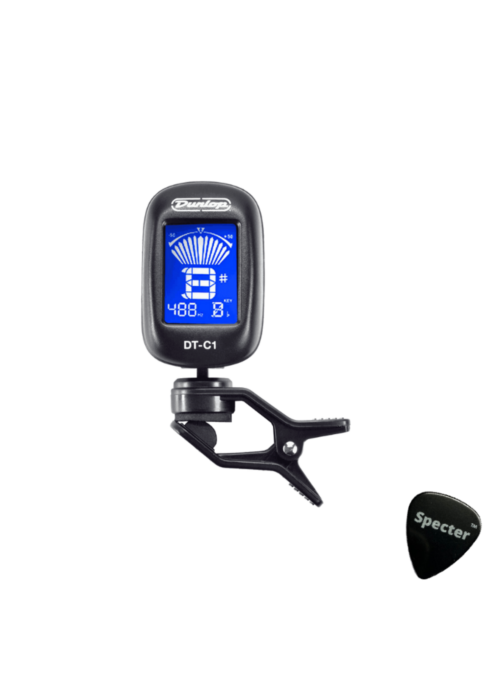 Dunlop Dunlop Professionele Chromatische Clip on Tuner Stemapparaat met Specter Gitaar Plectrum