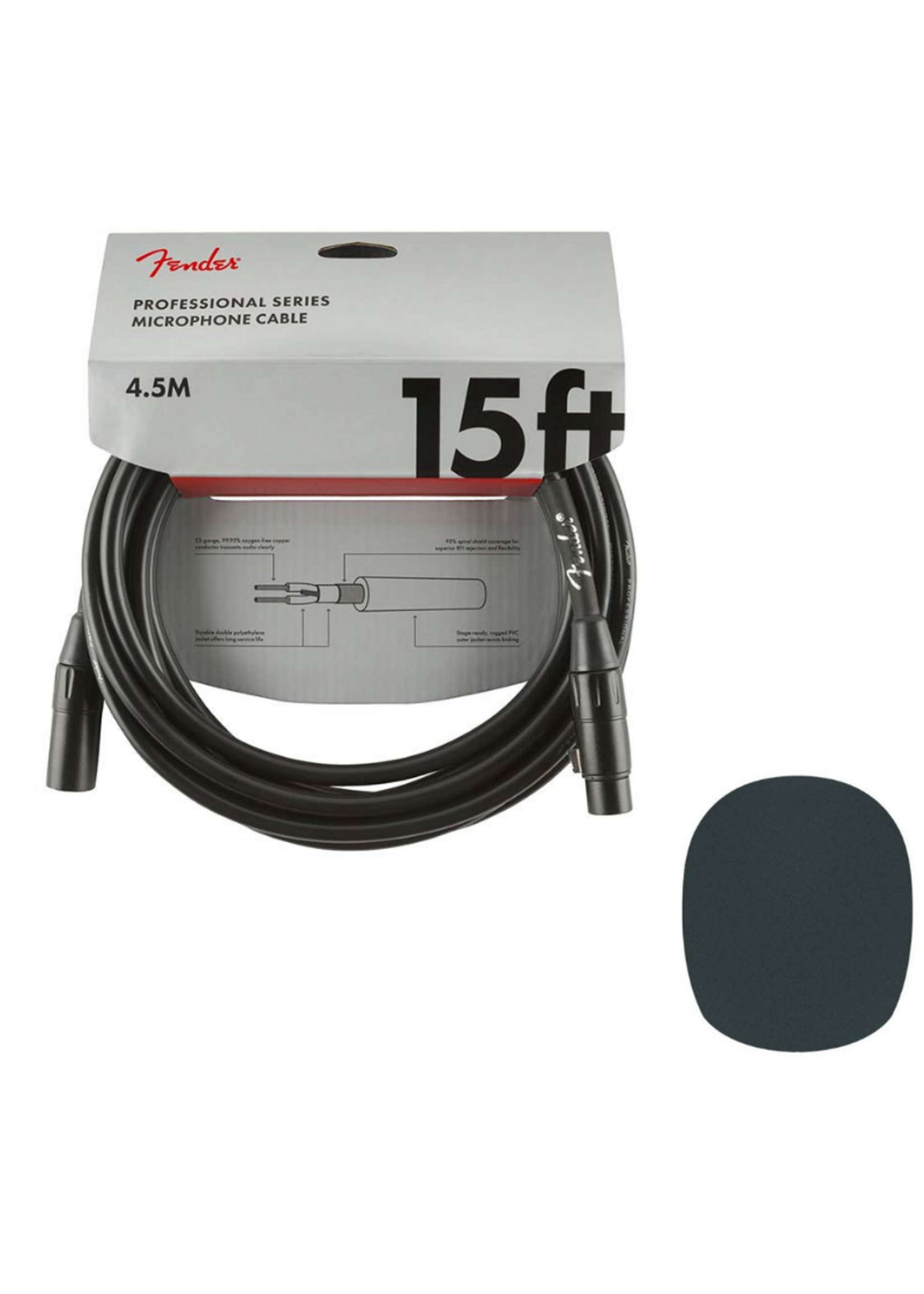 Fender Fender Professional Series Microfoon Kabel XLR 4.5M Met Specter Windkap