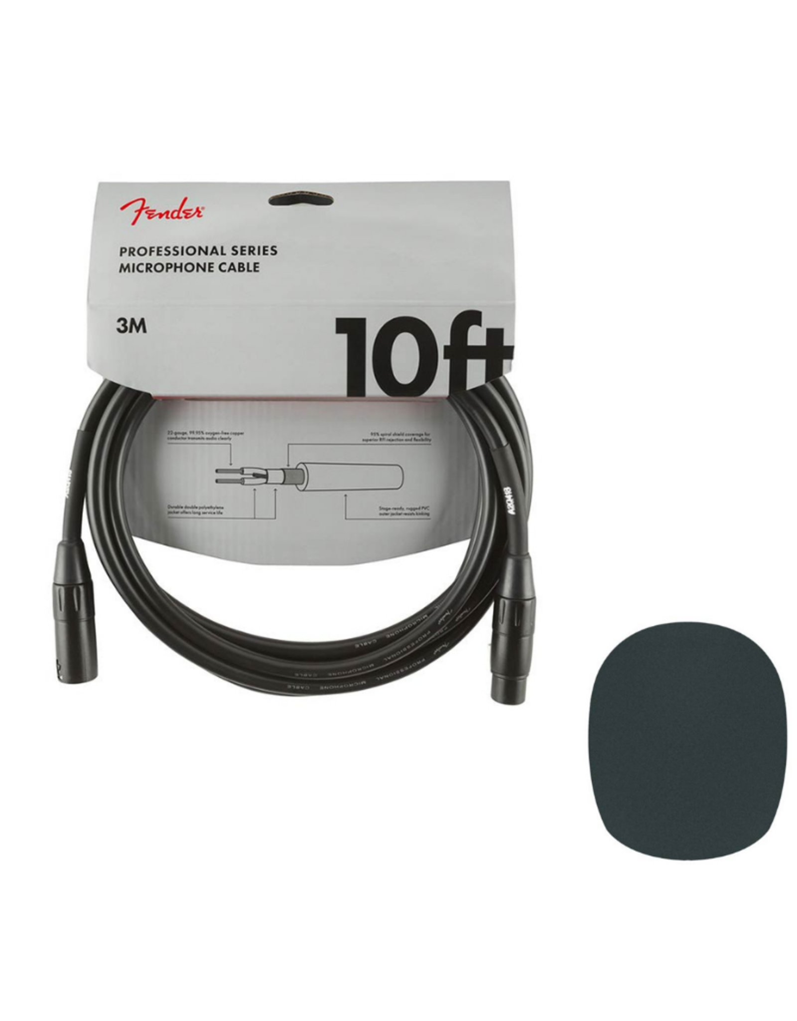 Fender Fender Professional Series Microfoon Kabel XLR 3M Met Specter Windkap