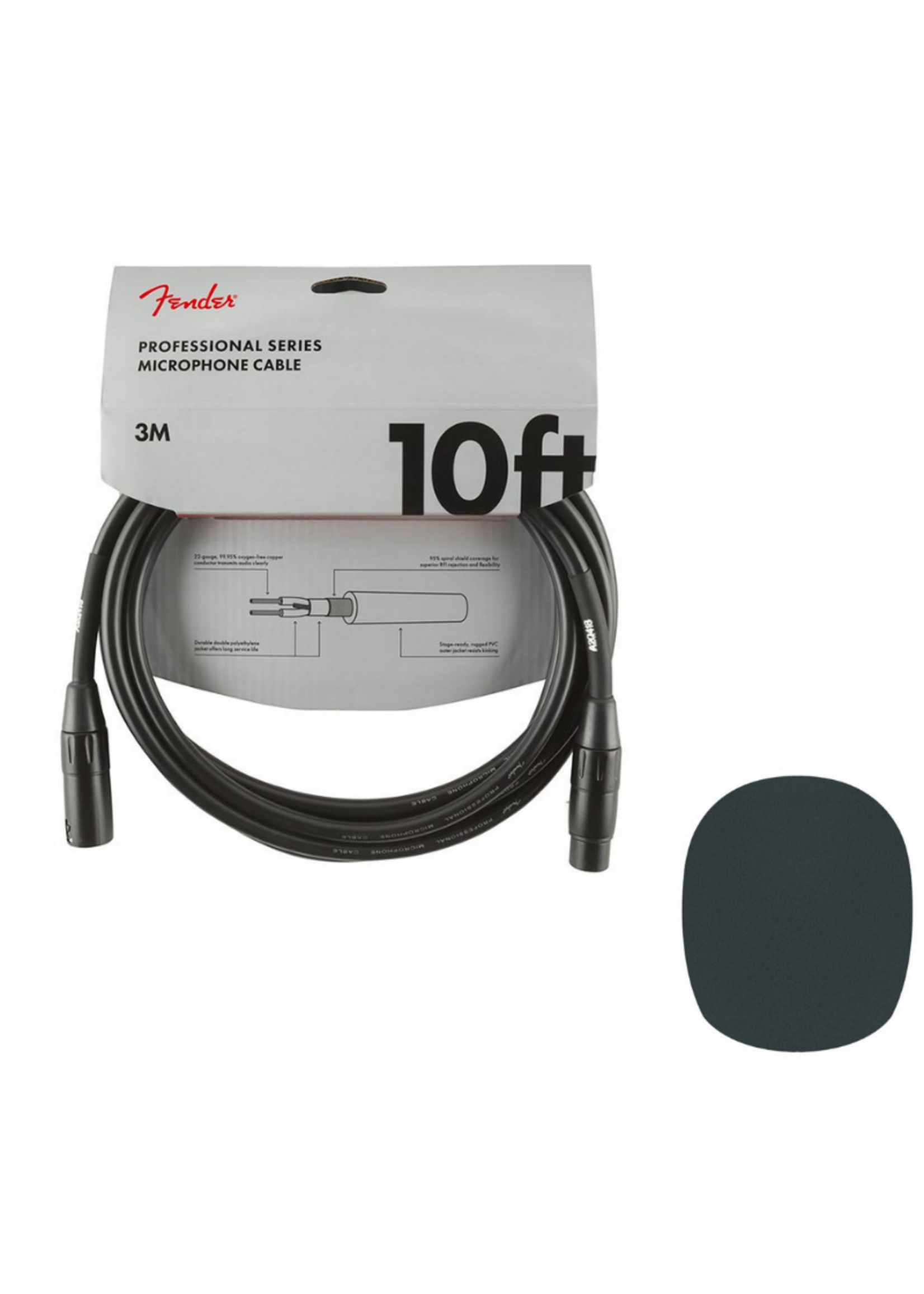 Fender Fender Professional Series Microfoon Kabel XLR 3M Met Specter Windkap