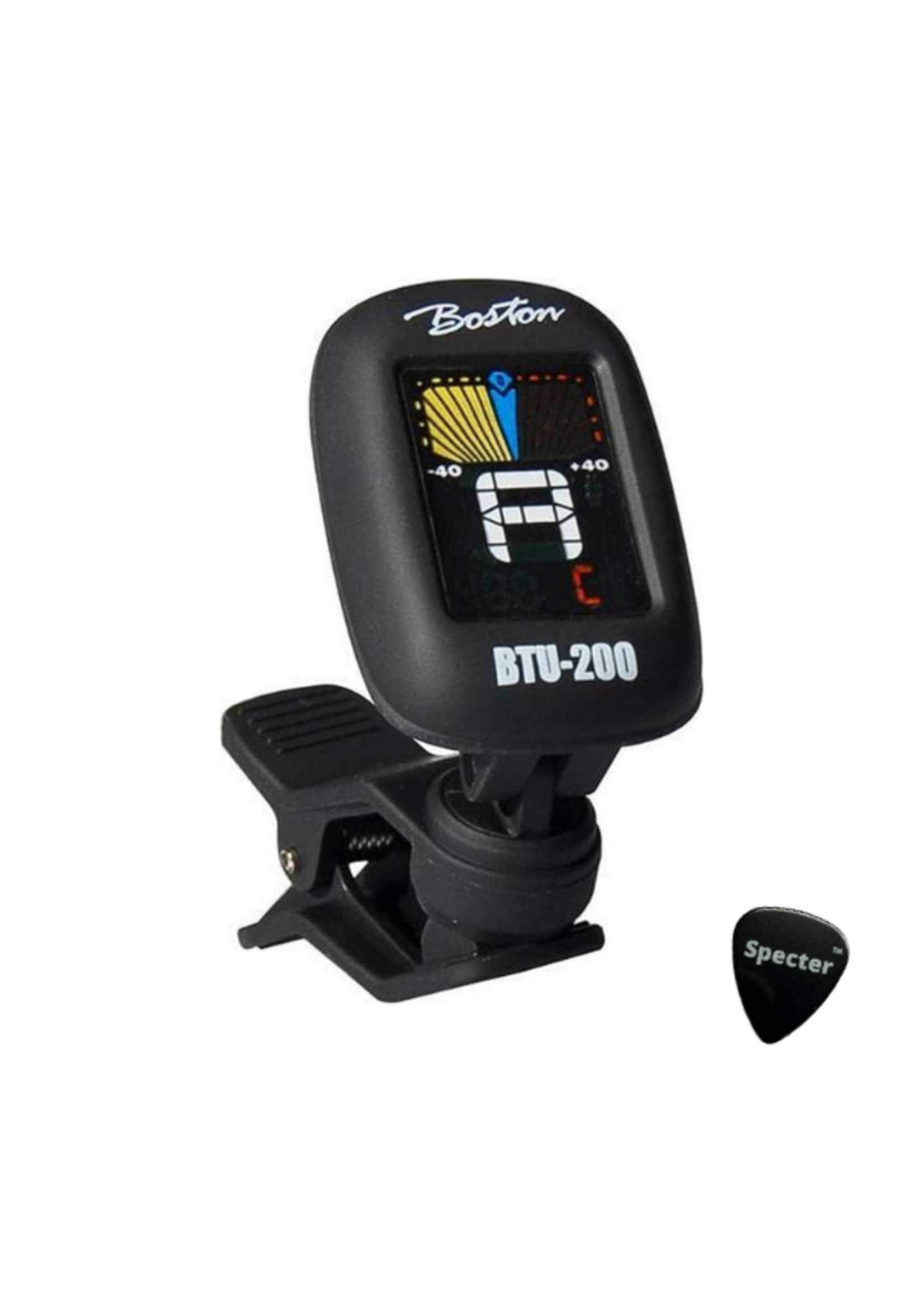 Boston  Boston Stemapparaat Chromatische Clip On Tuner BTU-200  Met Specter plectrum - Gitaar - Bas - Viool - Ukelele - Chromatisch