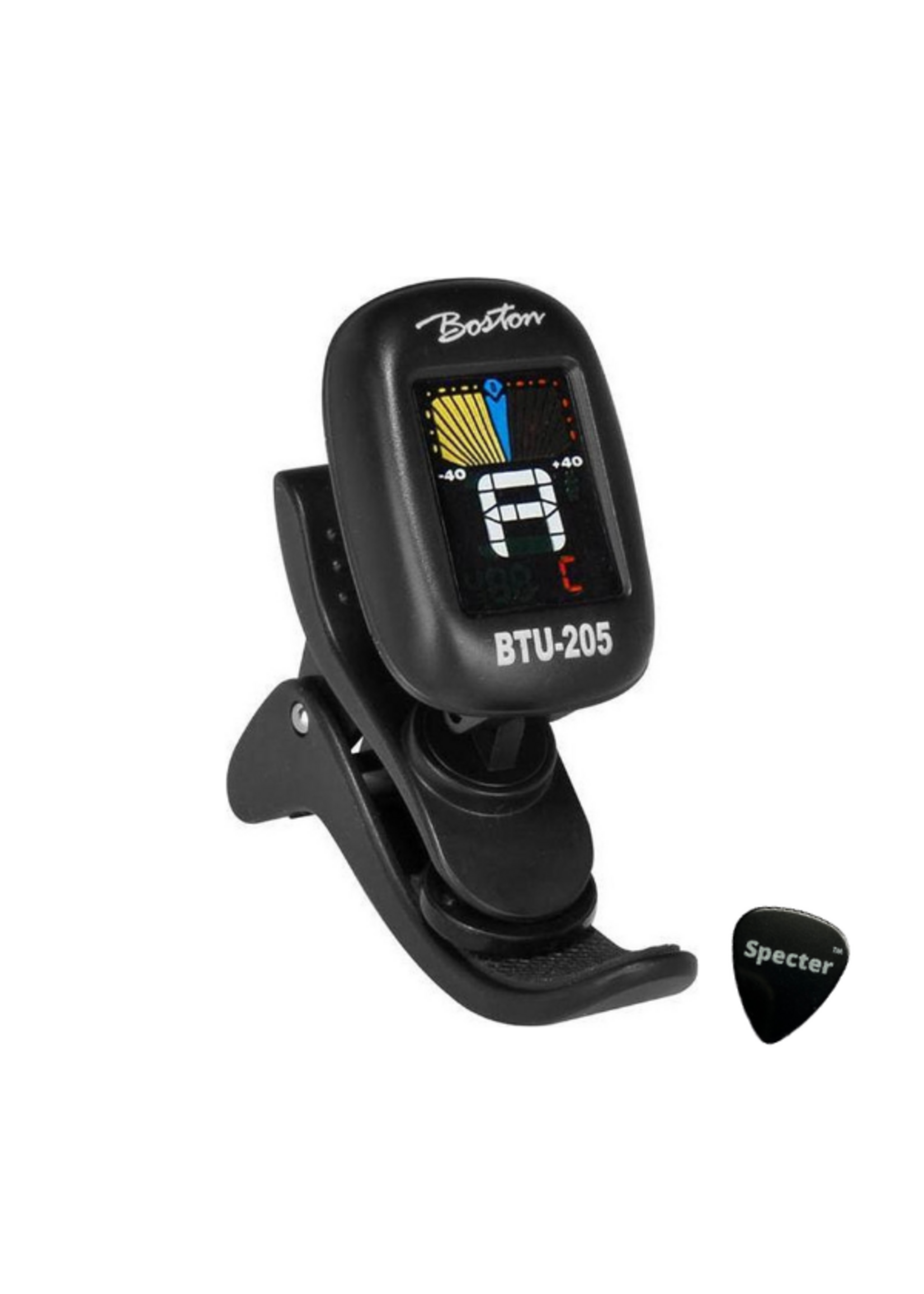Boston  Boston Stemapparaat Chromatische Clip On Tuner BTU-205 Met Specter plectrum