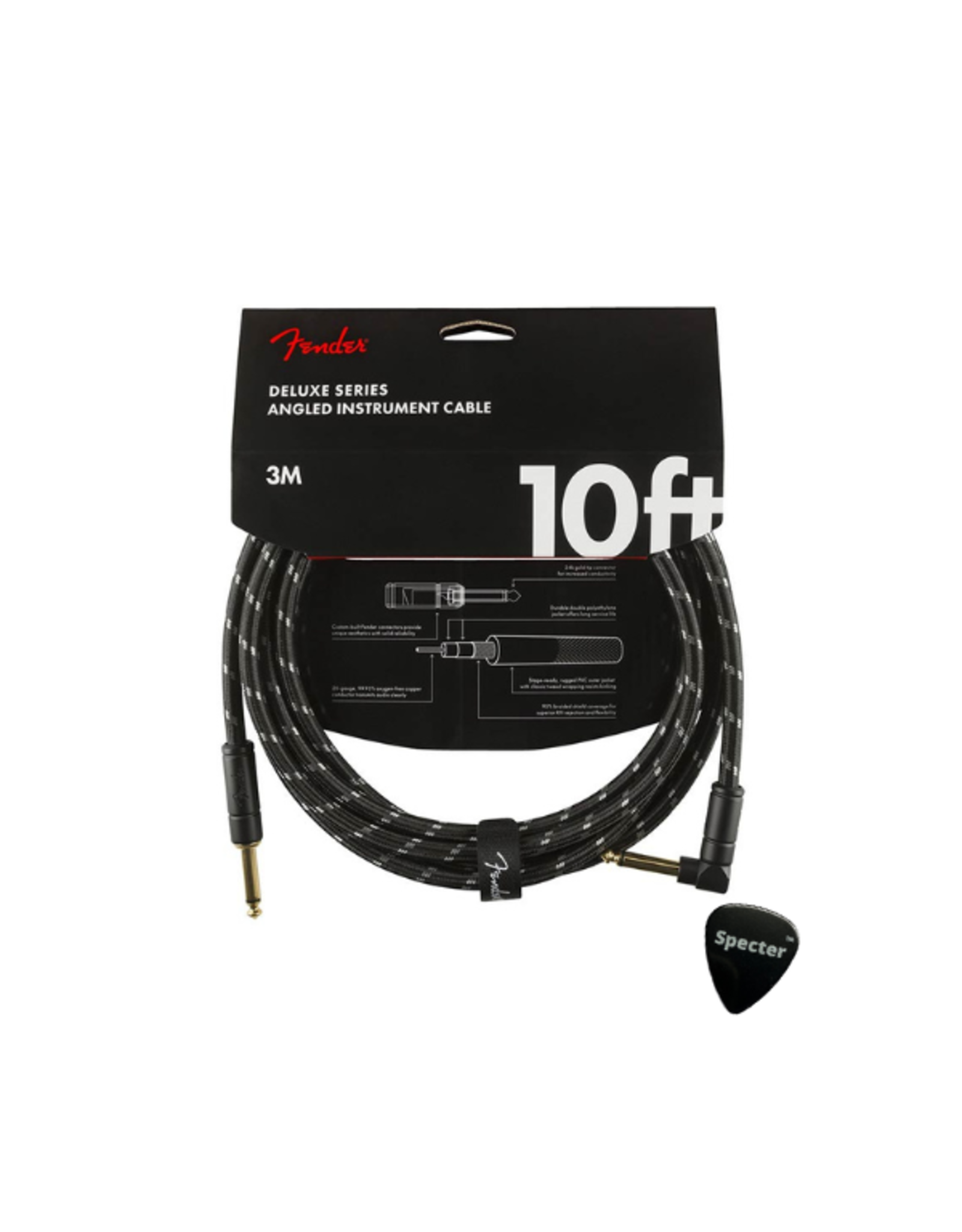 Fender Fender Deluxe Gitaar Kabel 3 Meter Met Haakse Plug | Instrumentkabel