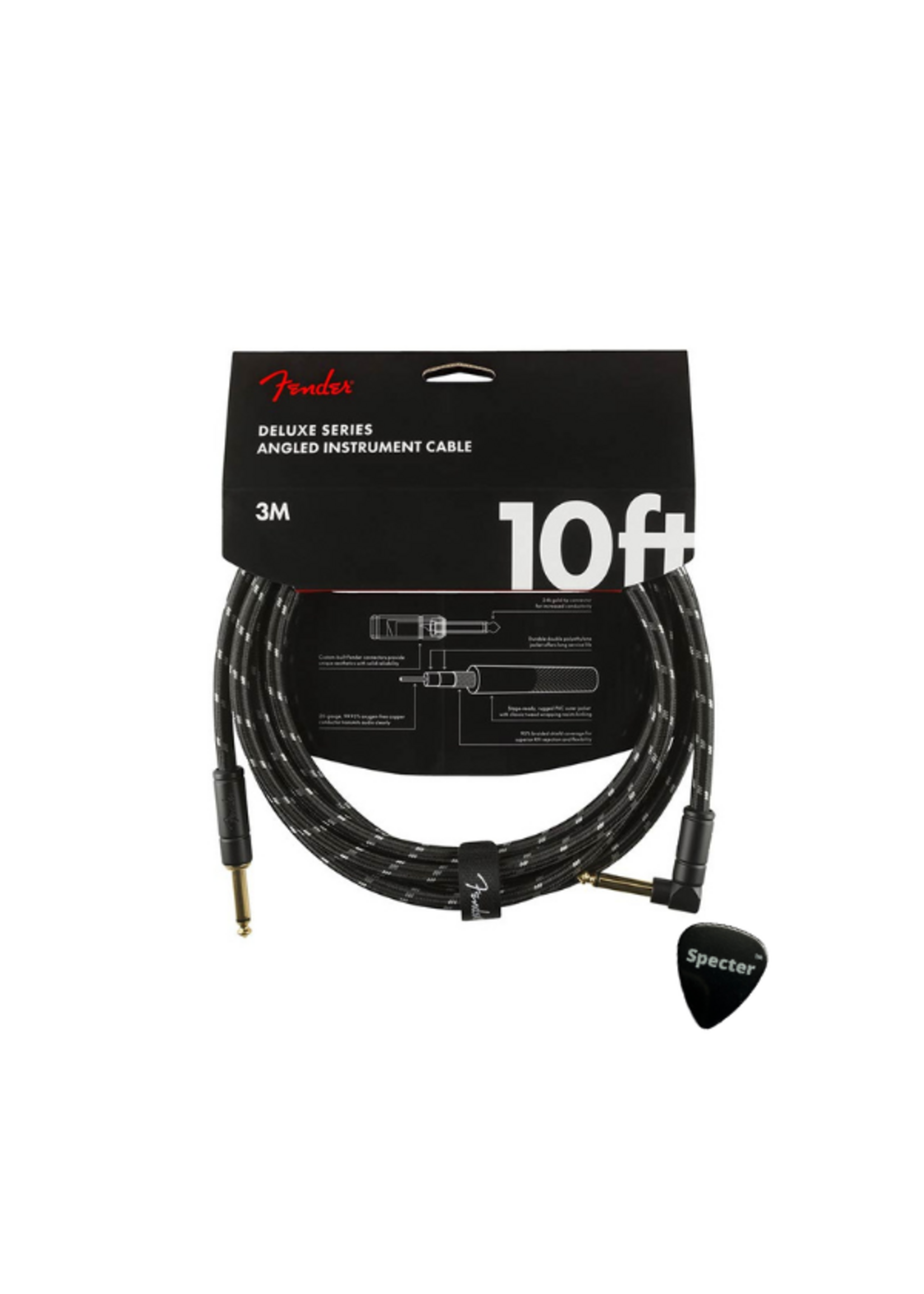 Fender Fender Deluxe Gitaar Kabel 3 Meter Met Haakse Plug | Instrumentkabel