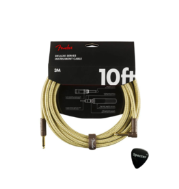 Fender Fender Deluxe Gold Gitaar Kabel 3 Meter Met Haakse Plug | Instrumentkabel Met Specter Plectrum