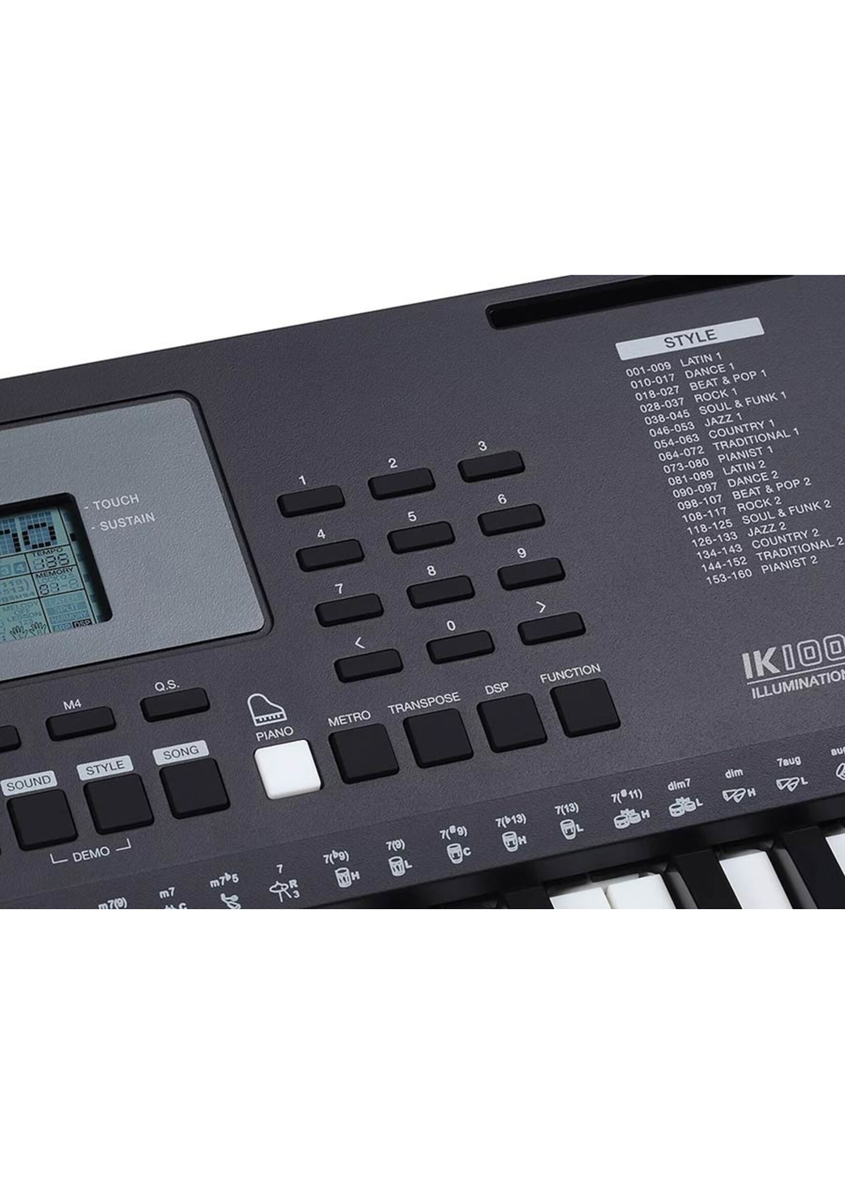 Medeli  Medeli Keyboard |  Millenium Serie IK100 | Met Specter Akkoordenkaart