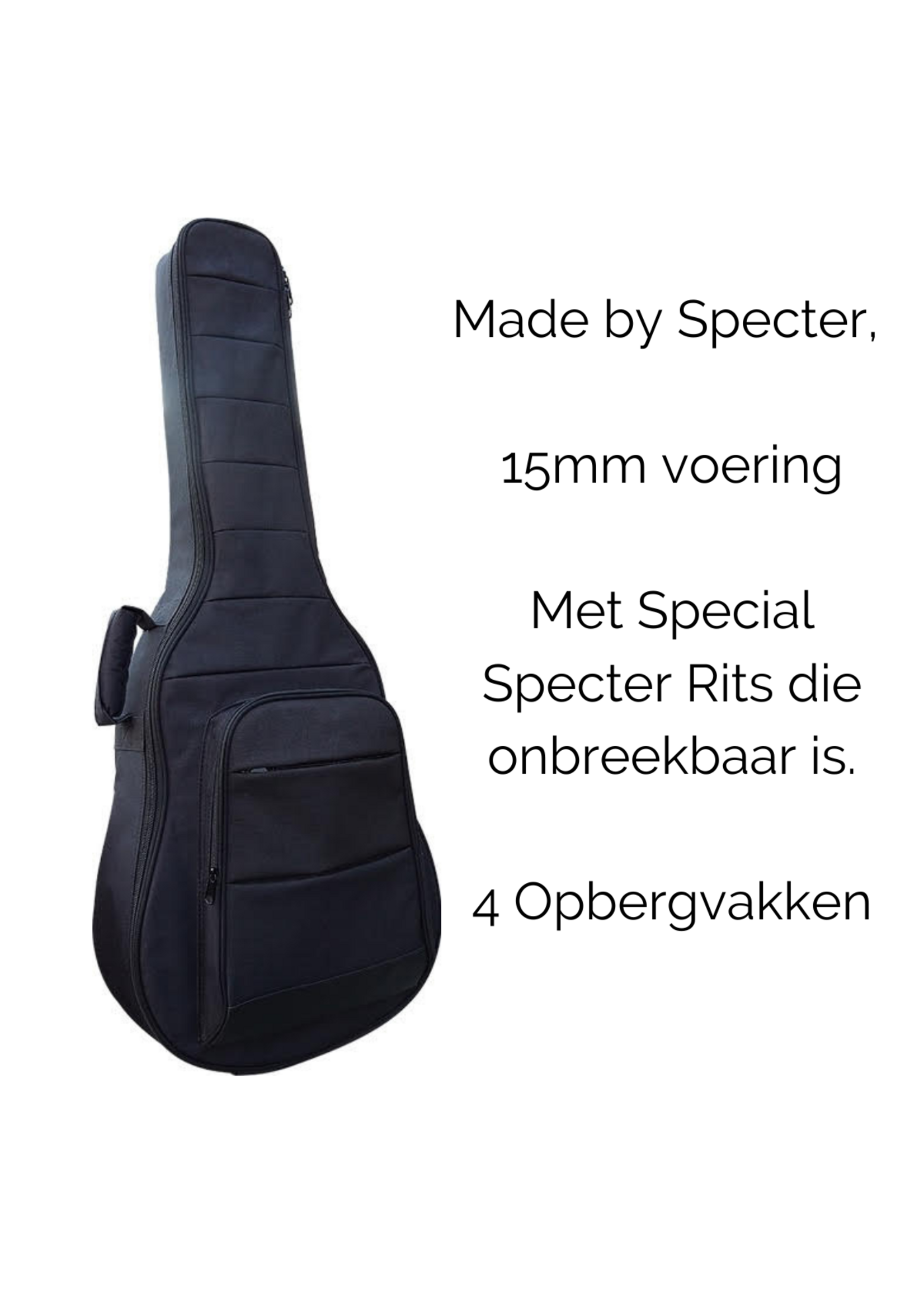 Specter Specter Akoestische Gitaartas - 15mm Voering - 4 Opbergvakken - Ultra Sterke Rits - Gitaarhoes - Gigbag