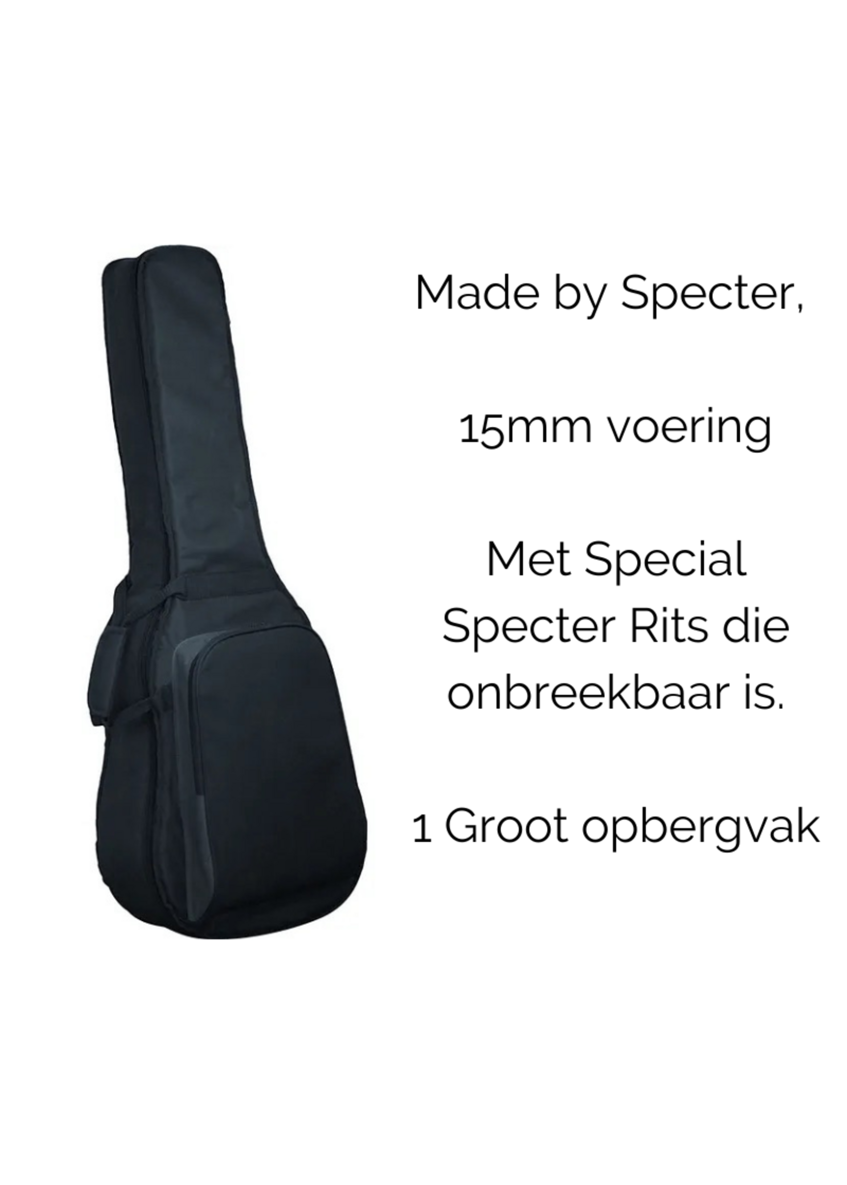 Specter Specter Bas Gitaartas - 15mm Voering - 1 Opbergvak - Ultra Sterke Rits - Gitaarhoes - Gigbag   - Copy