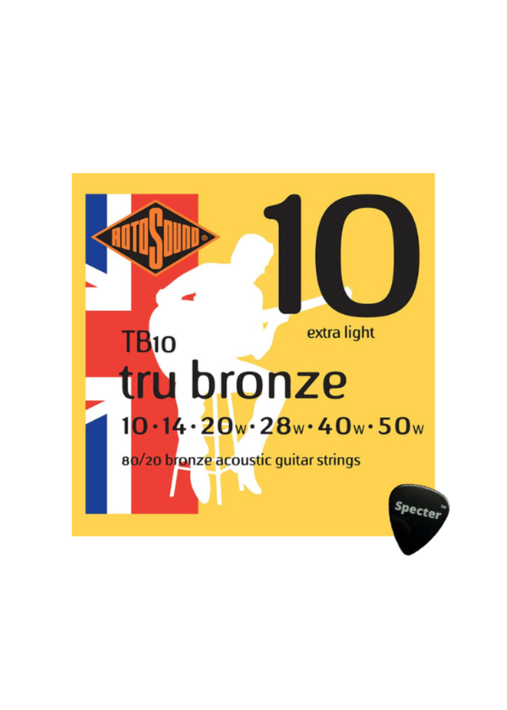 rotosound Rotosound Snarenset Akoestische Gitaar Met Specter Plectrum - 010- 050 Set - Gitaar Snaren