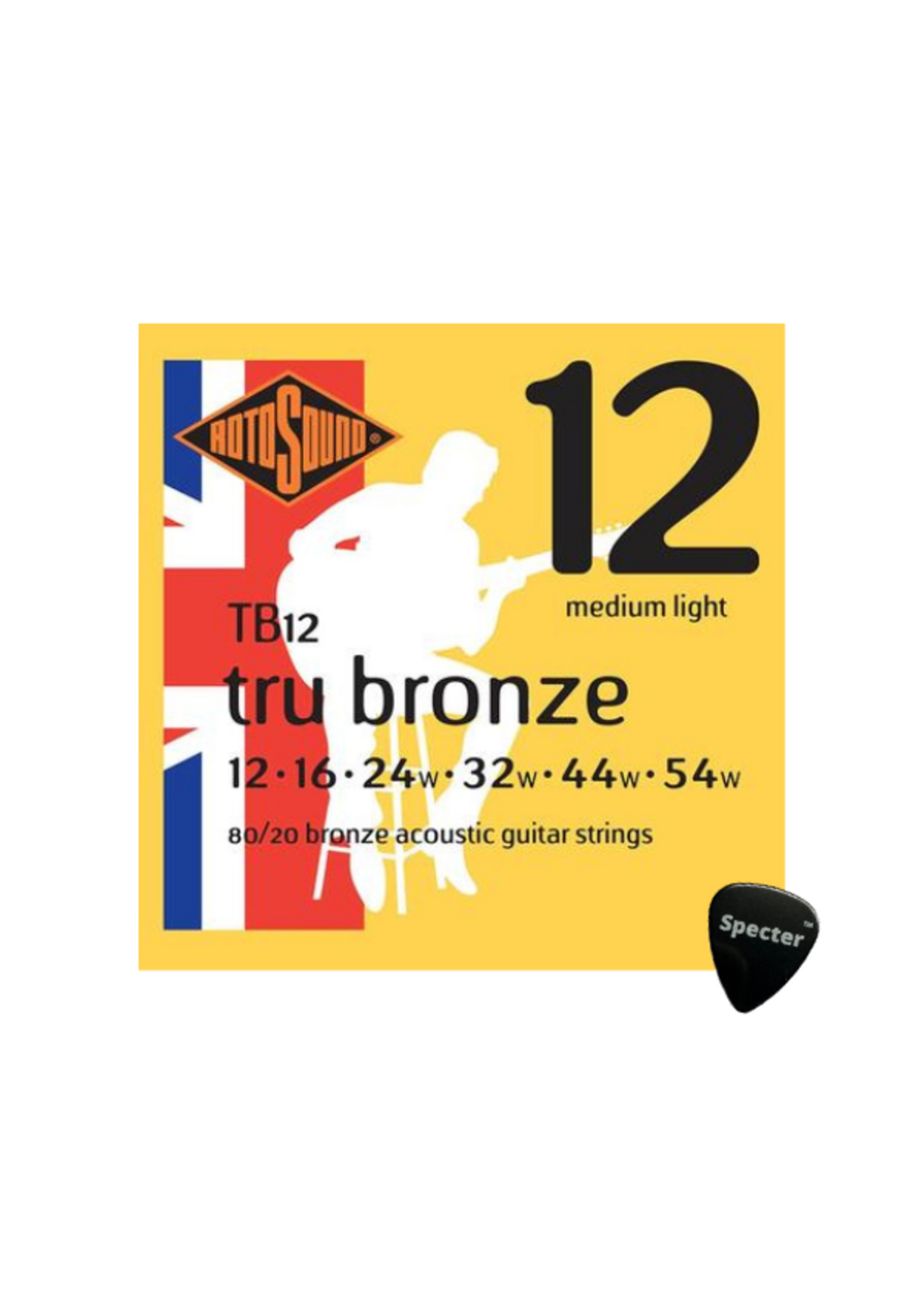 rotosound Rotosound Snarenset Akoestische Gitaar Met Specter Plectrum - 012 - 054 Set - Gitaar Snaren