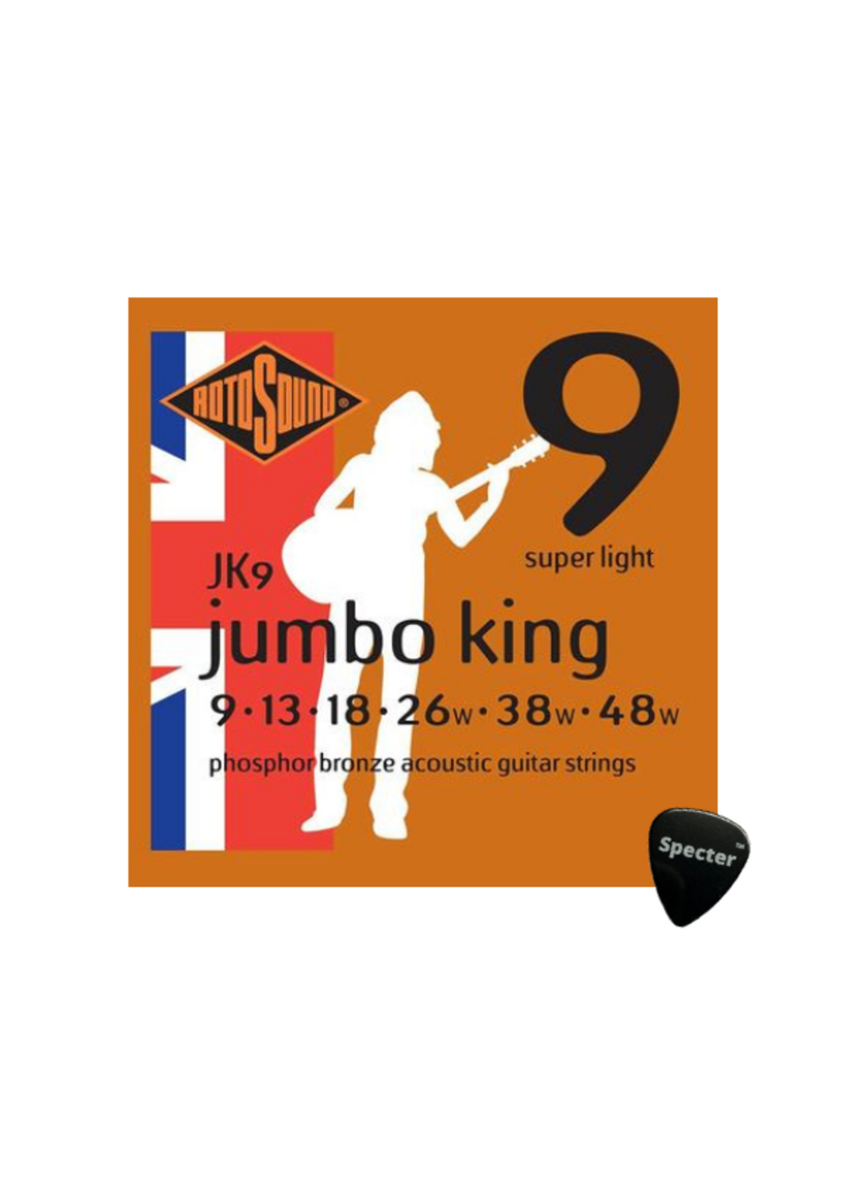 rotosound Rotosound Jumbo Snarenset  Akoestische Gitaar Met Specter Plectrum - 009 - 048 Set - Gitaar Snaren