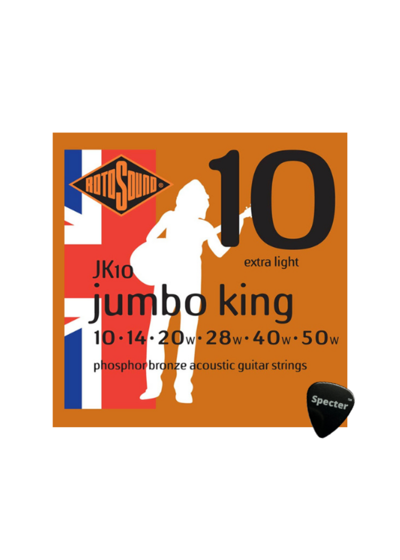 rotosound Rotosound Jumbo Snarenset  Akoestische Gitaar Met Specter Plectrum - 010 - 050 Set - Gitaar Snaren