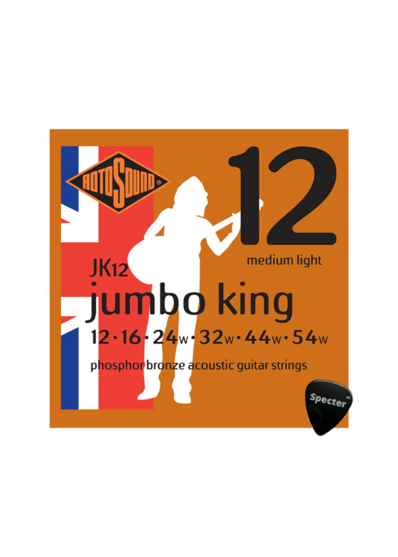 rotosound Rotosound Jumbo Snarenset Akoestische Gitaar Met Specter Plectrum - 012 - 054 Set - Gitaar Snaren