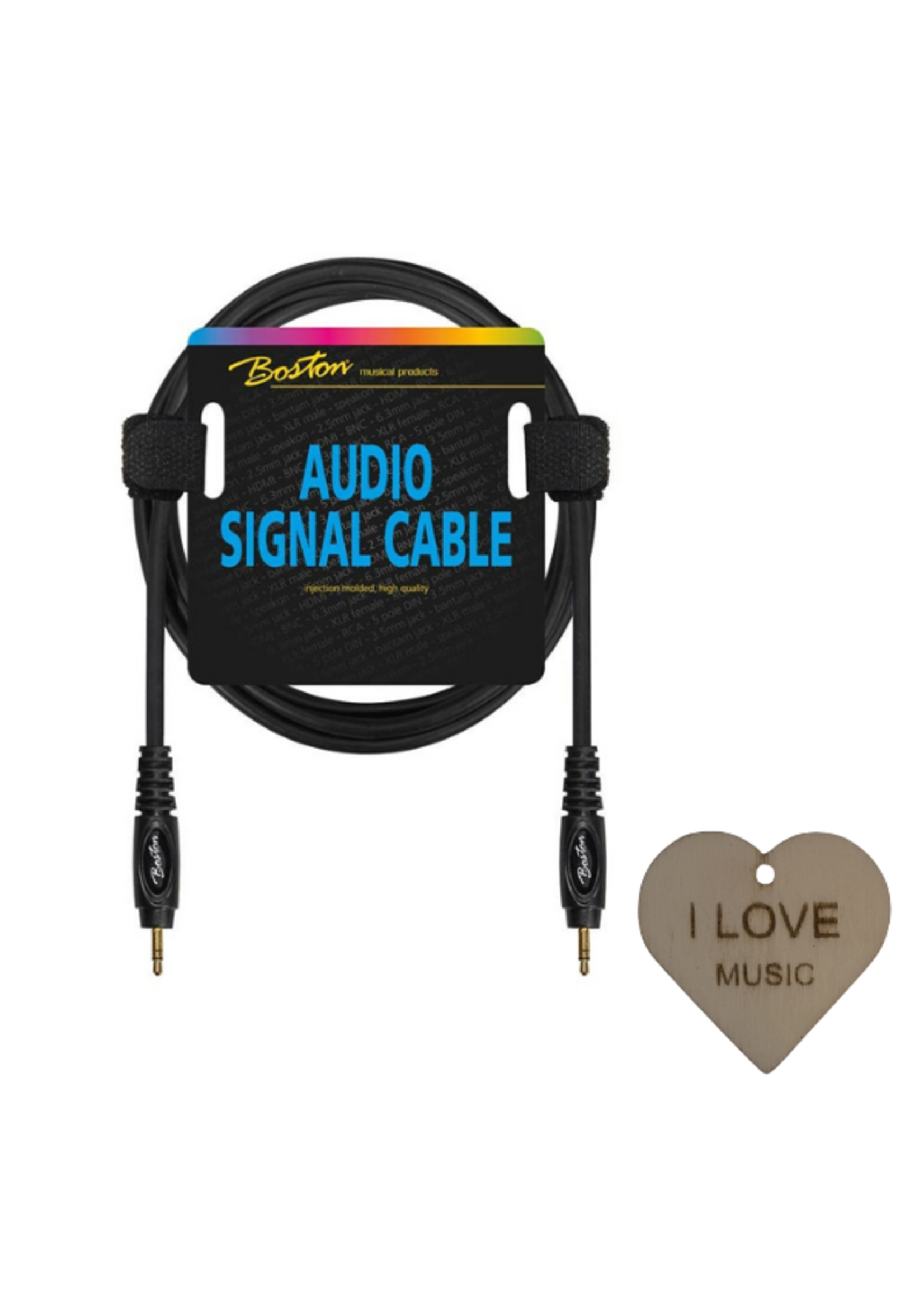 Boston   Boston Professionele AUX kabel - Aux Kabel 3 Meter - Mini Jack met Sleutelhanger