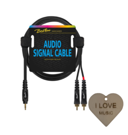 Boston  Boston audio signaalkabel - 2x Tulp RCA Naar Mini Jack 3.5mm Met Specter Sleutelhanger - 1.5m