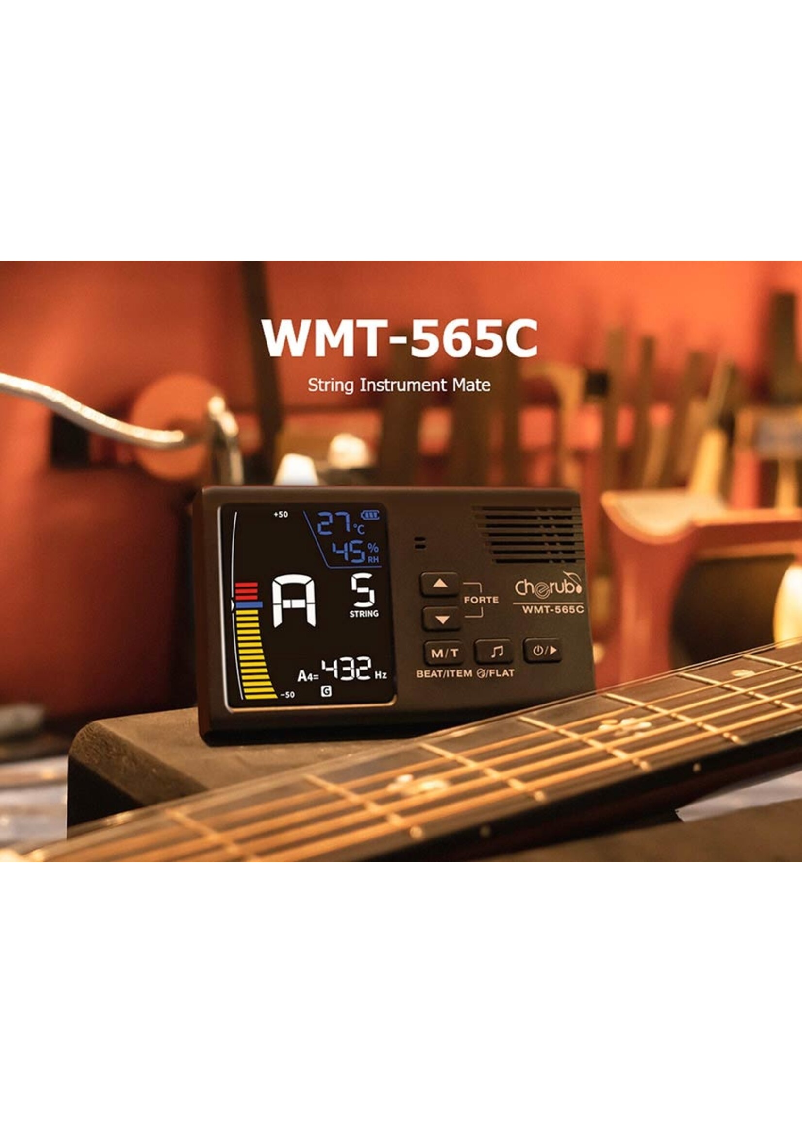 Cherub Cherub Chromatische Desktop Tuner | Oplaadbaar | Metronoom | Pitch Generator | Hygrometer | Specter Plectrum