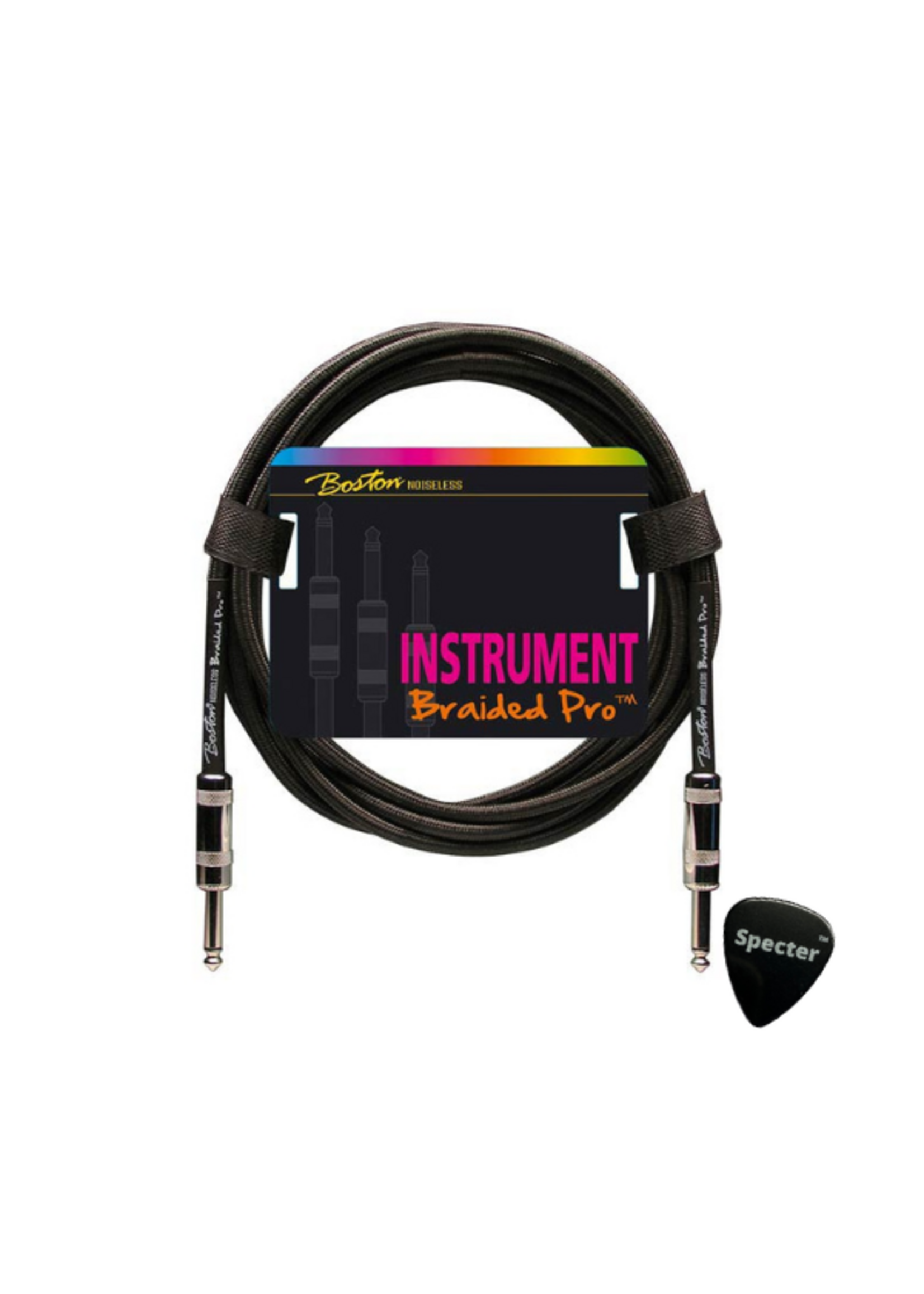 boston Boston Braided Pro Gitaarkabel - 3 Meter - Met Specter Plectrum