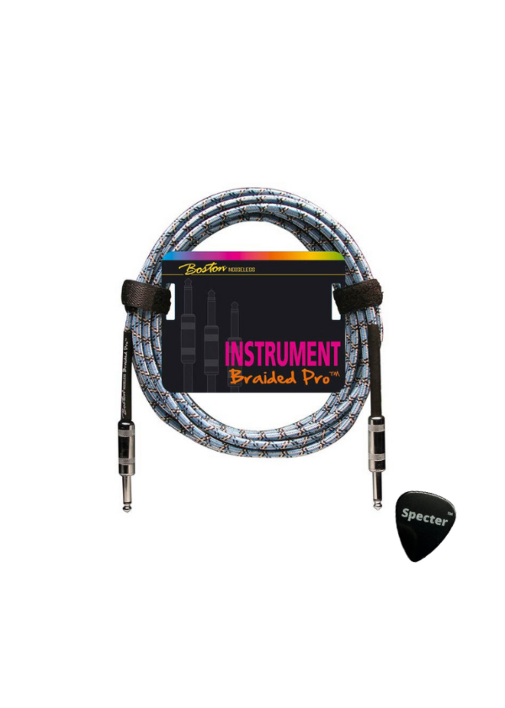 boston Boston Braided Pro Gitaarkabel - 6 Meter - Met Specter Plectrum