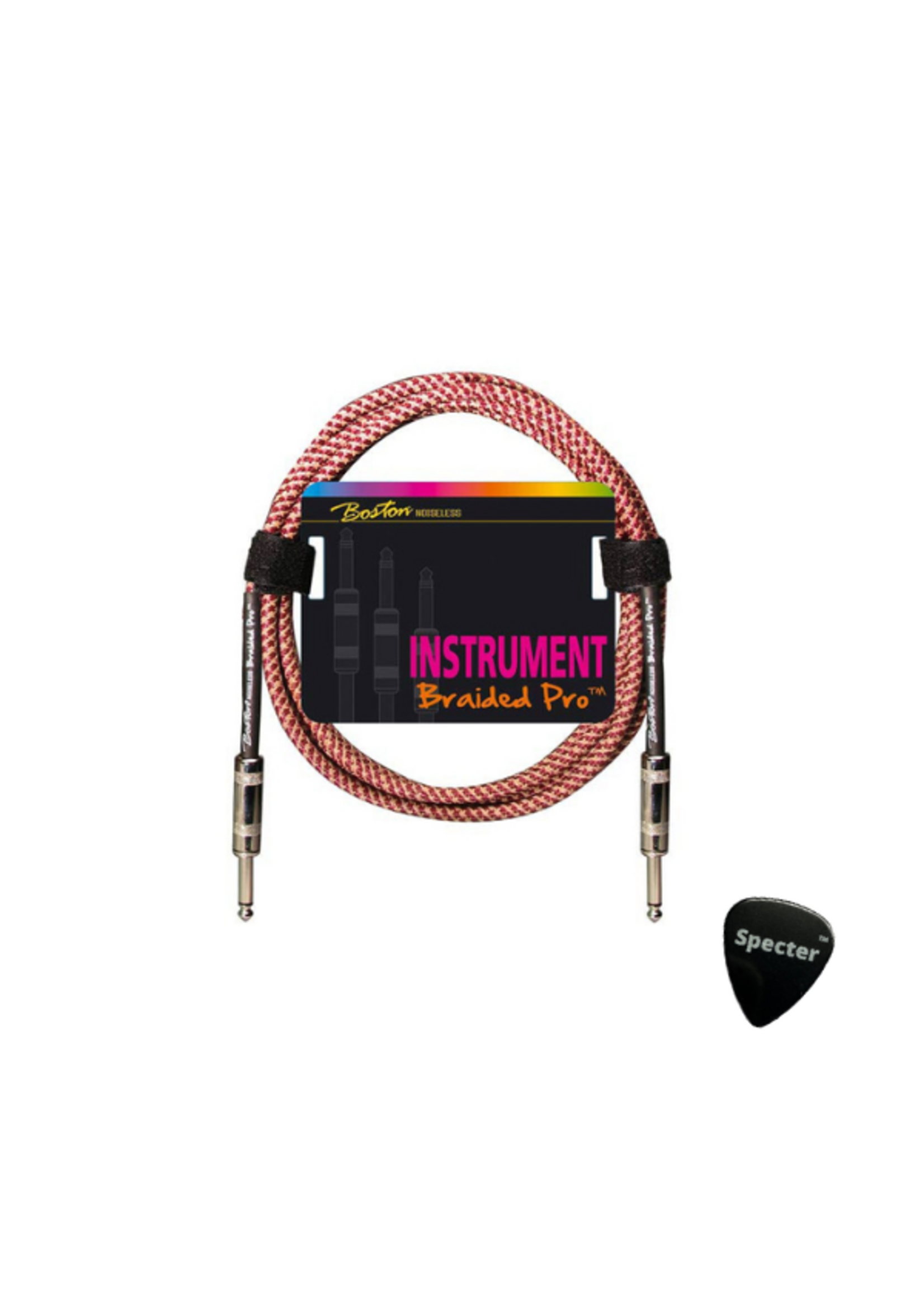 boston Boston Braided Pro Gitaarkabel - 3 Meter - Met Specter Plectrum