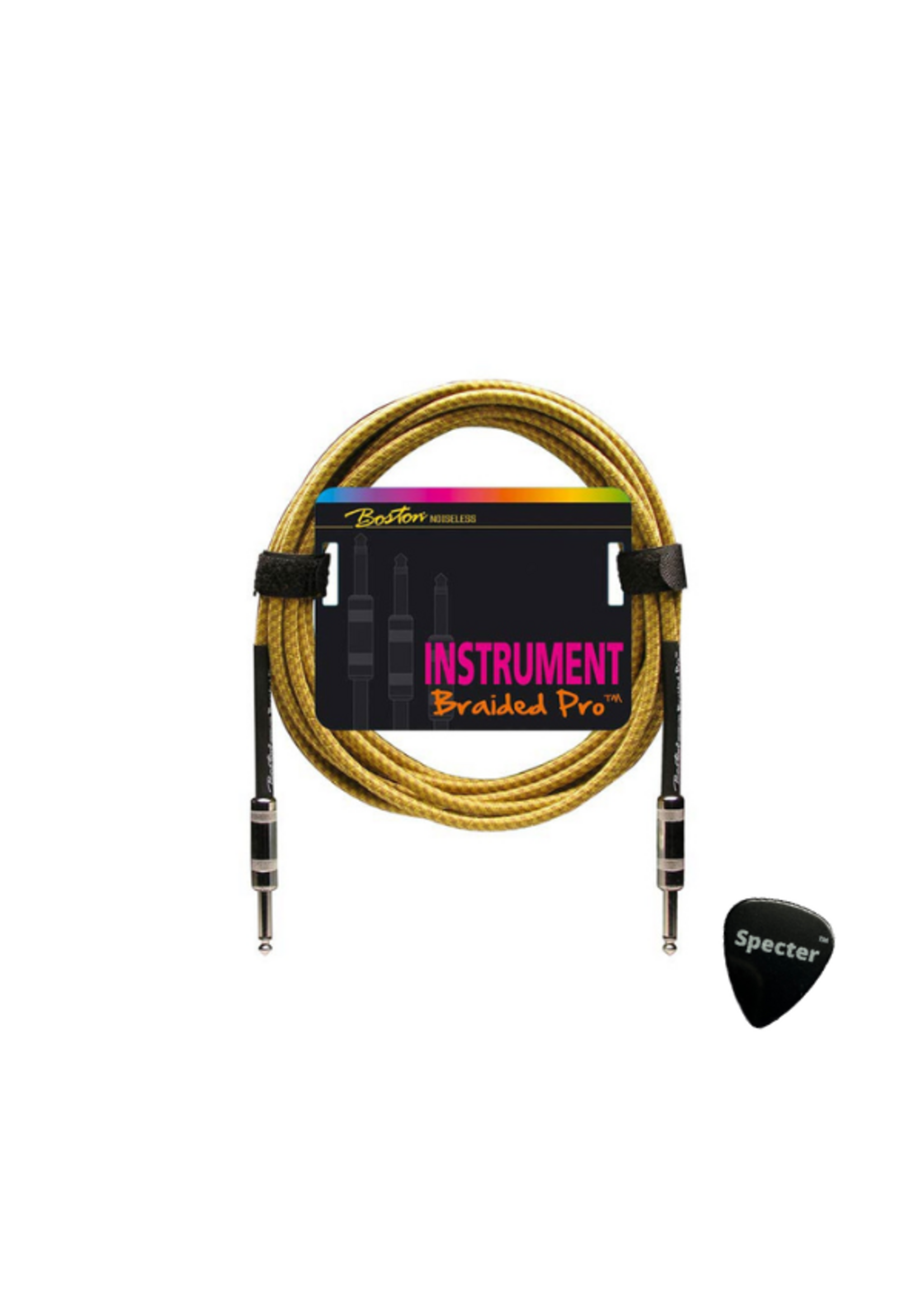 boston Boston Braided Pro Gitaarkabel - 3 Meter - Met Specter Plectrum