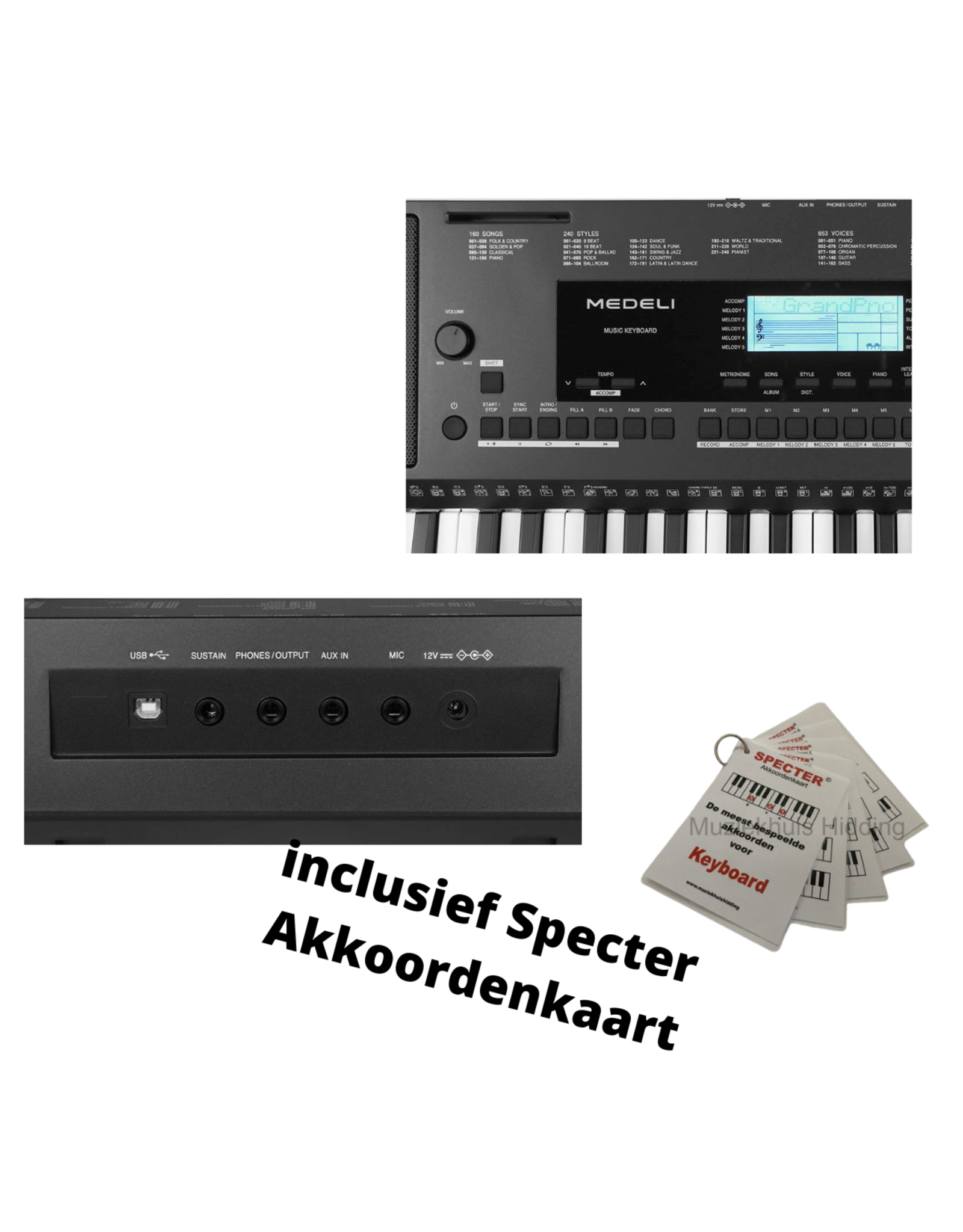 Medeli Medeli Millenium Series M361 keyboard | Met Specter Akkoordenkaart