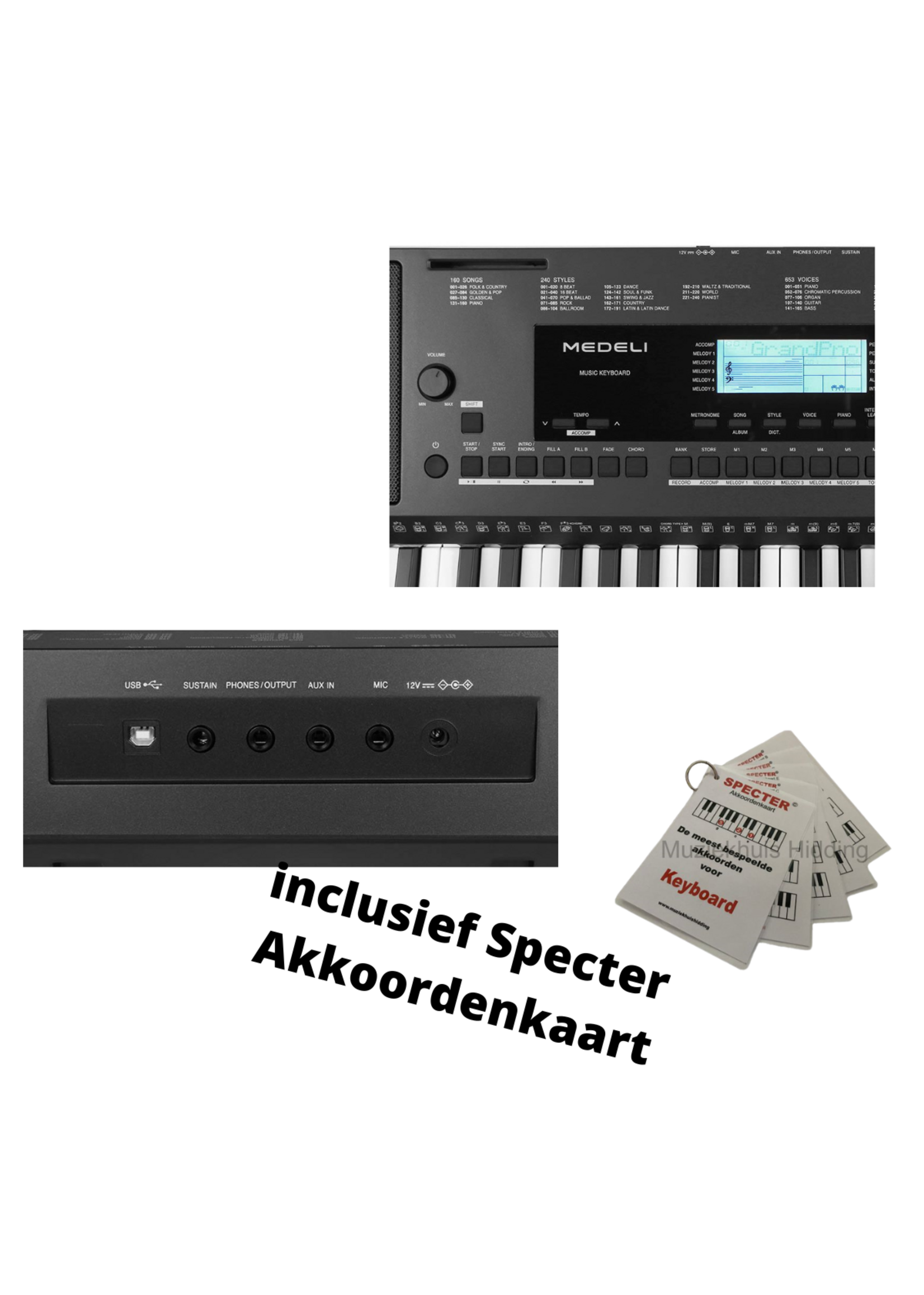 Medeli Medeli Millenium Series M361 keyboard | Met Specter Akkoordenkaart
