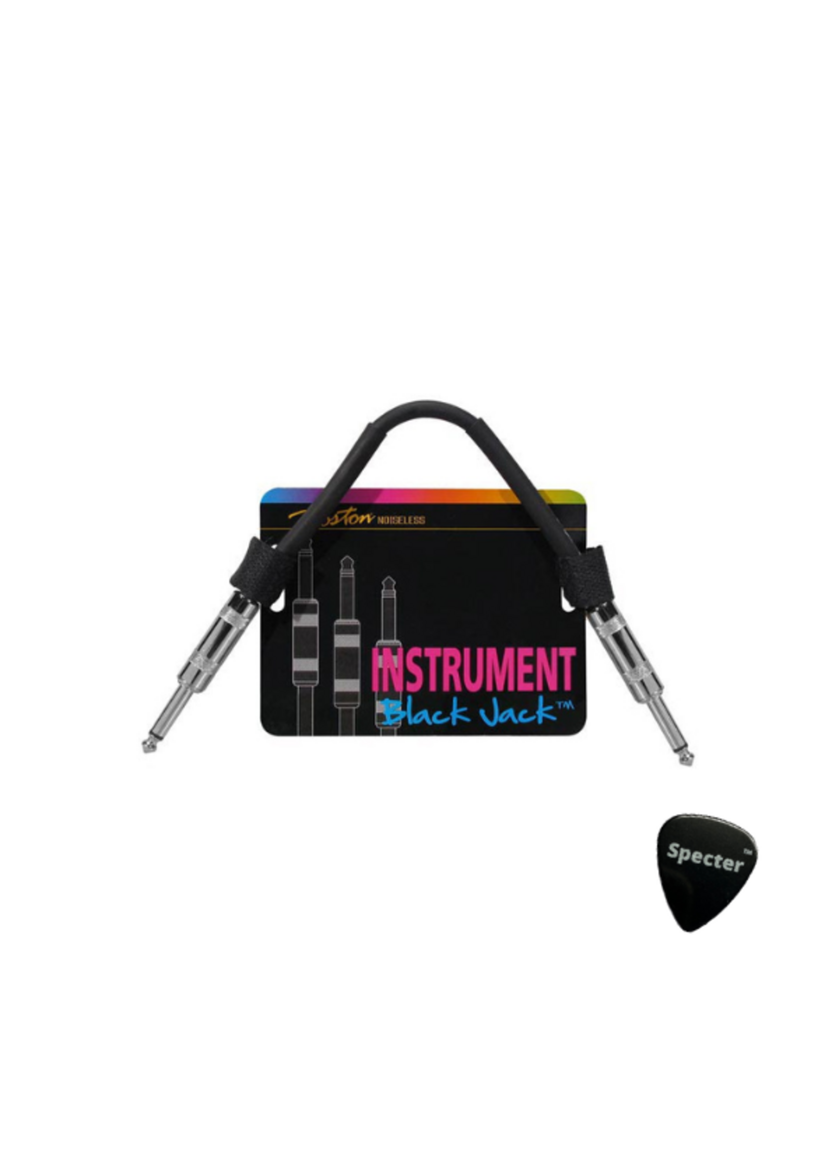 specter Boston Black Jack Gitaar Patch Kabel | 0.15m | Met Specter Plectrum